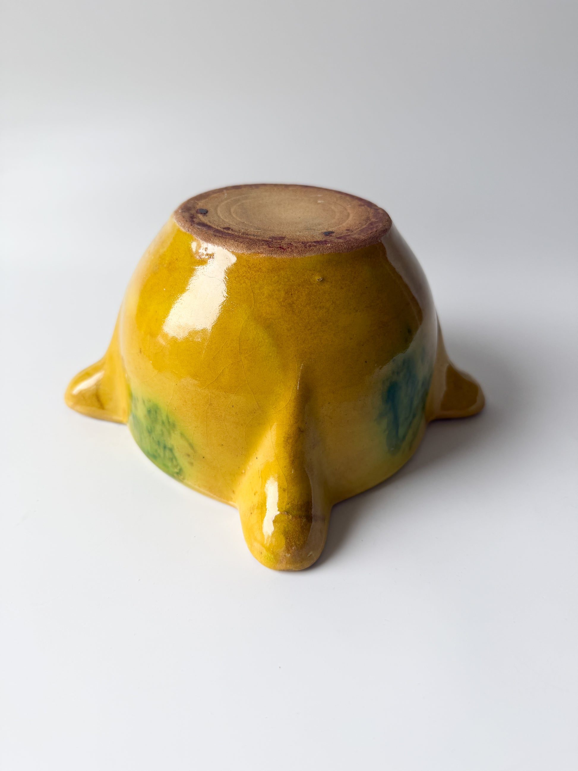 Vintage Yellow and Green Ceramic Ashtray