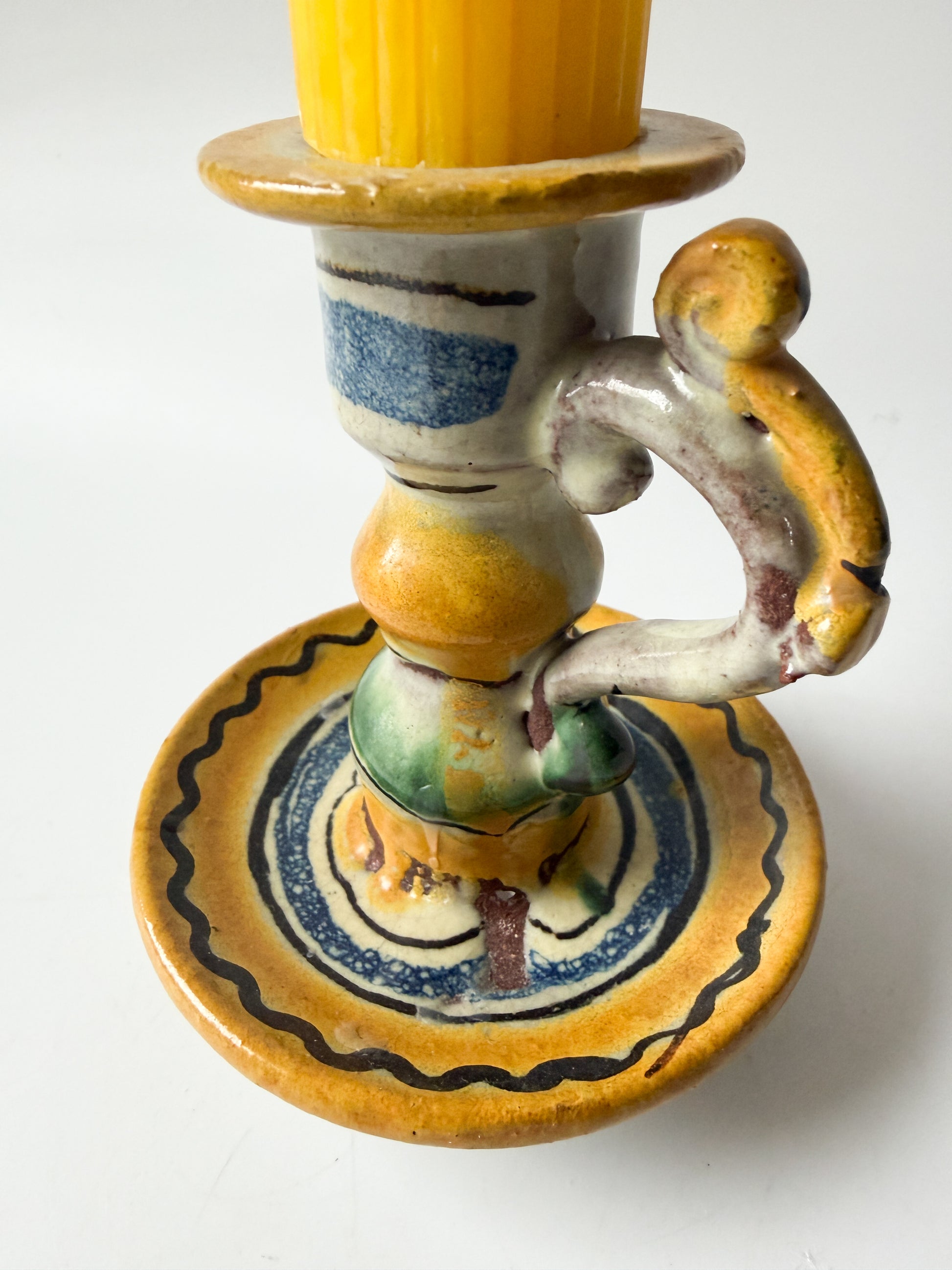 Italian Handmade Terracotta Candlestick (with candle)