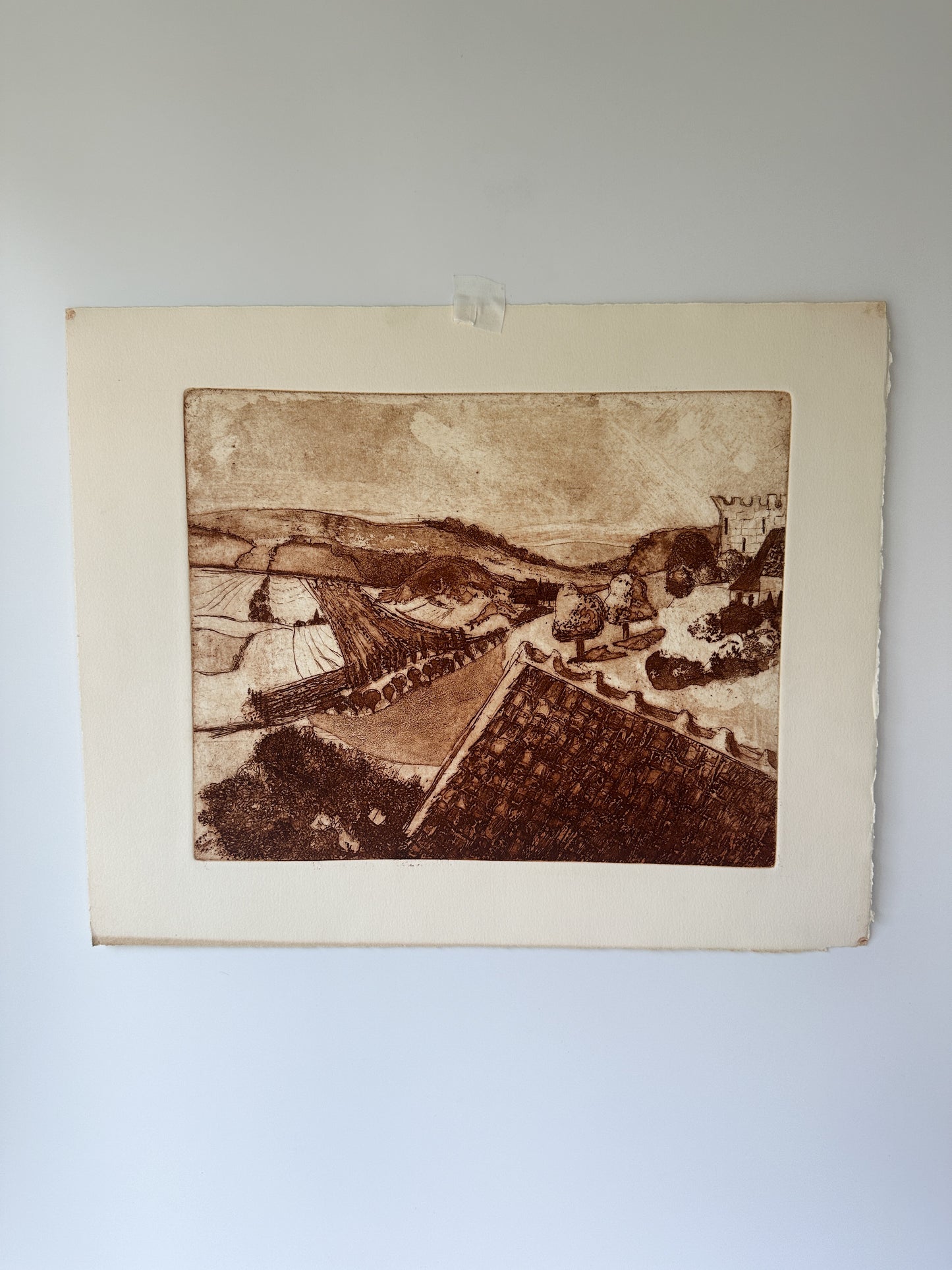 "BURGUNDY" France Aquatint Etching by Late Artist Jane Matteson