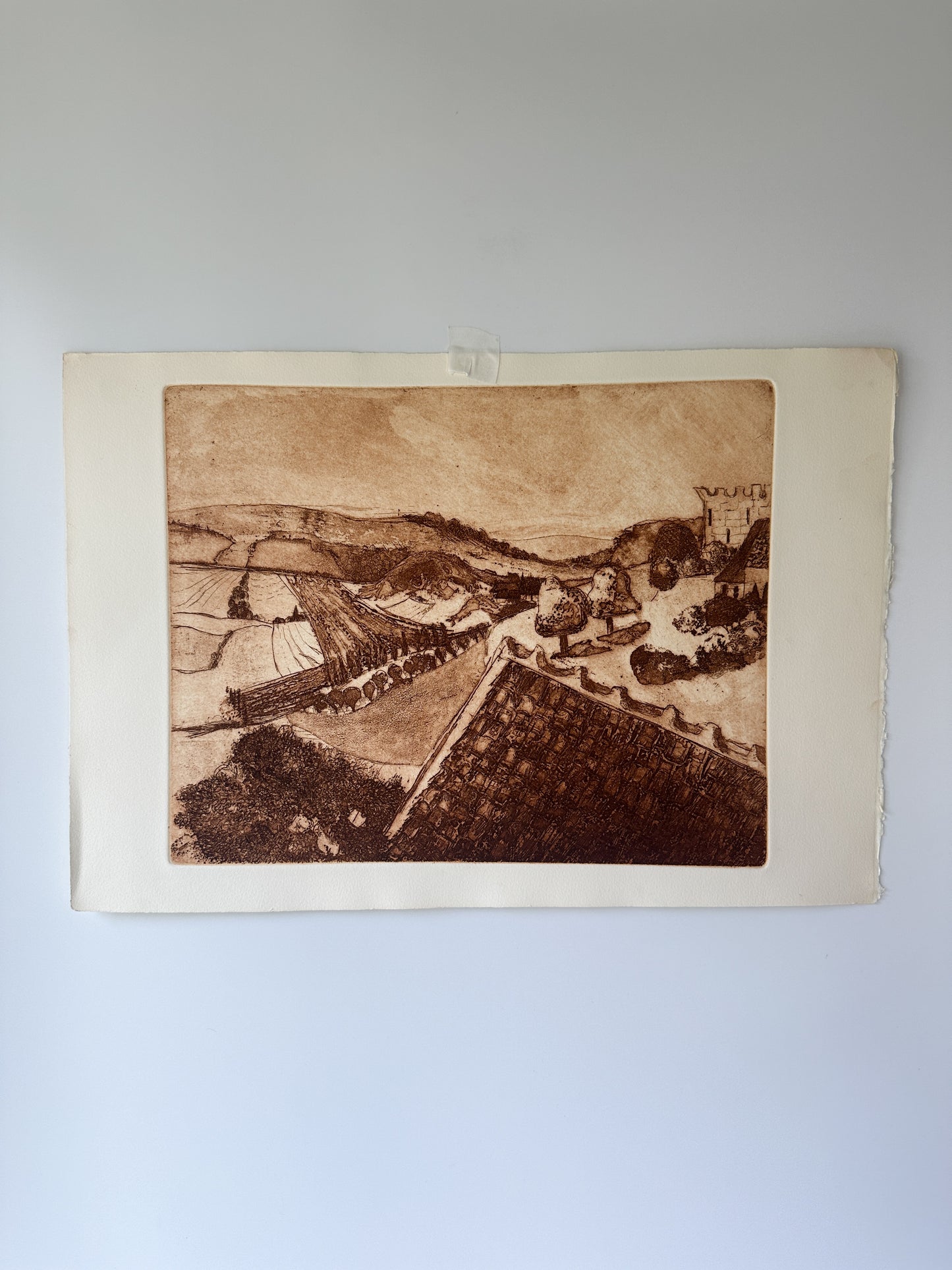 "BURGUNDY" France Aquatint Etching by Late Artist Jane Matteson