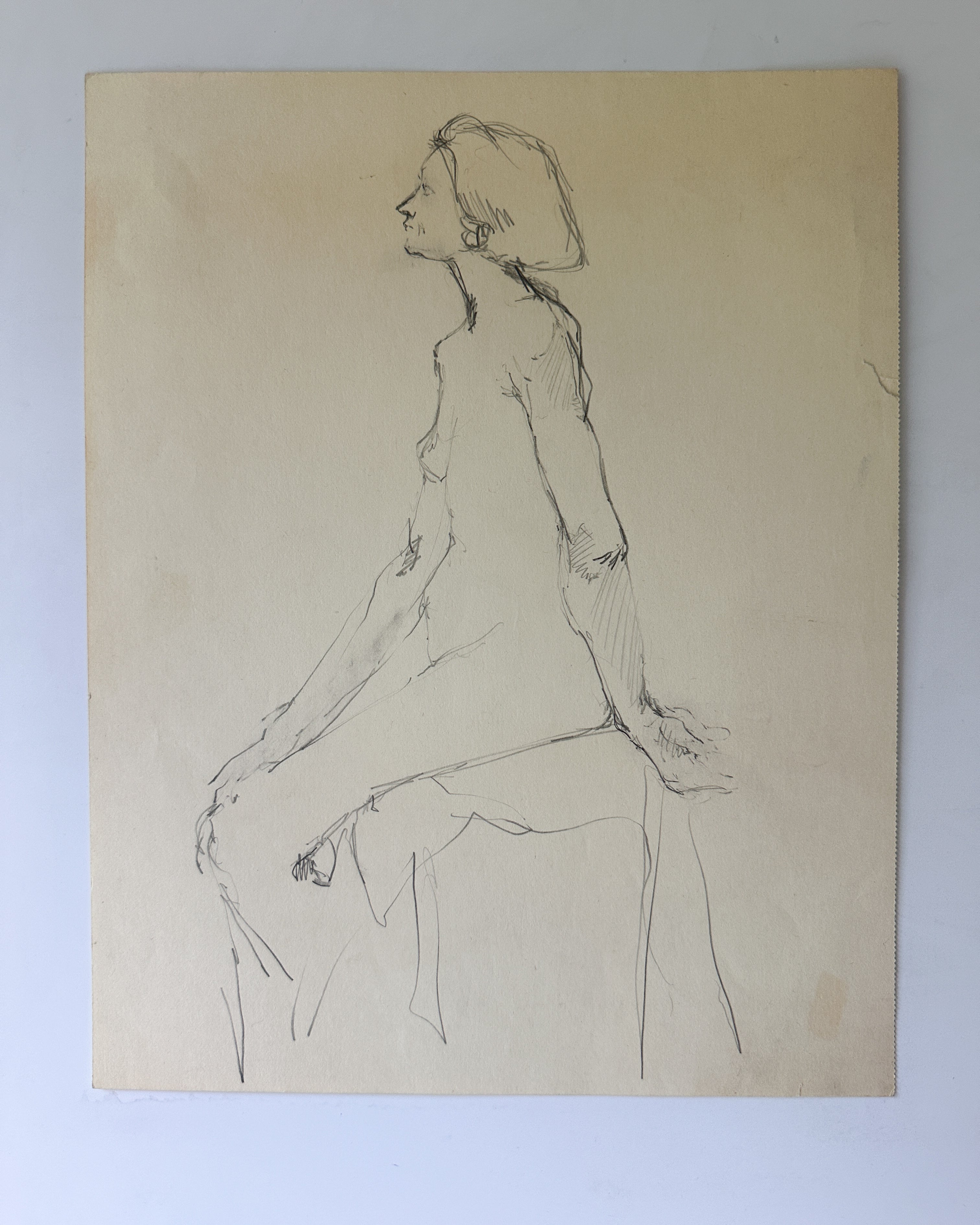 Seated Woman Nude Sketch by Jane Matteson (10”W x 13”H)