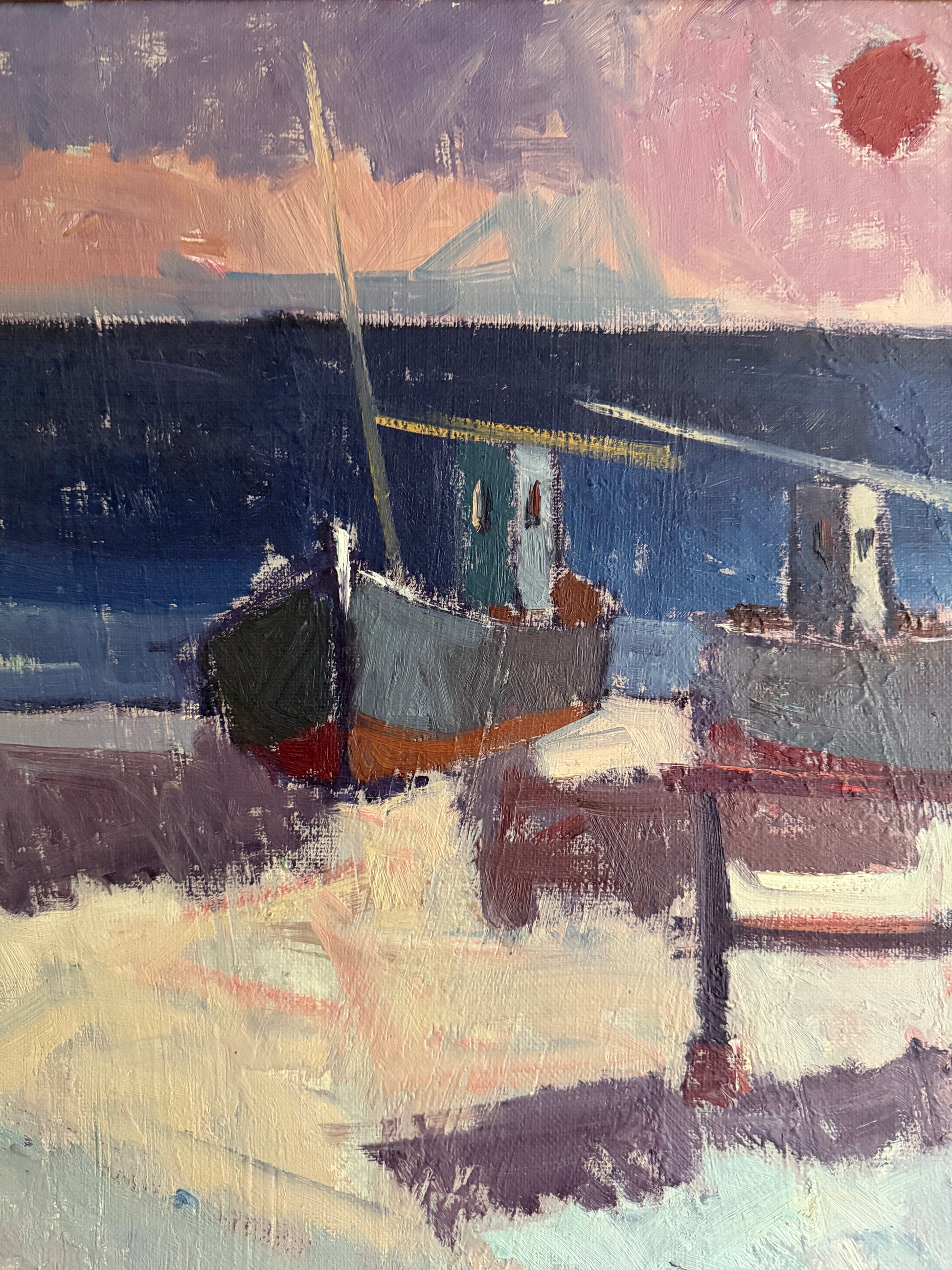 Fishing Boat On Shore - Oil Painting on Canvas