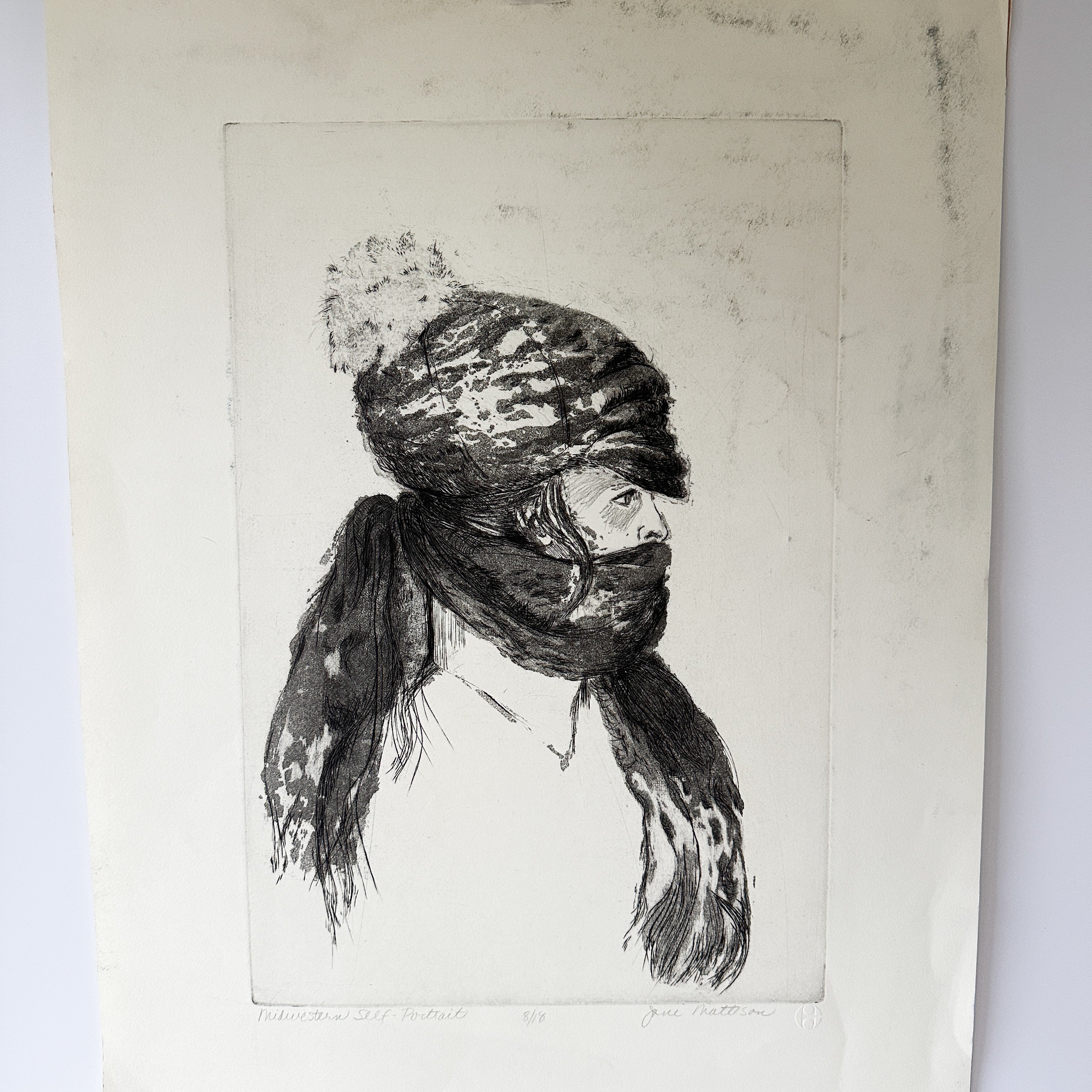 "MIDWESTERN SELF-PORTRAIT” Etching by Late Artist Jane Matteson