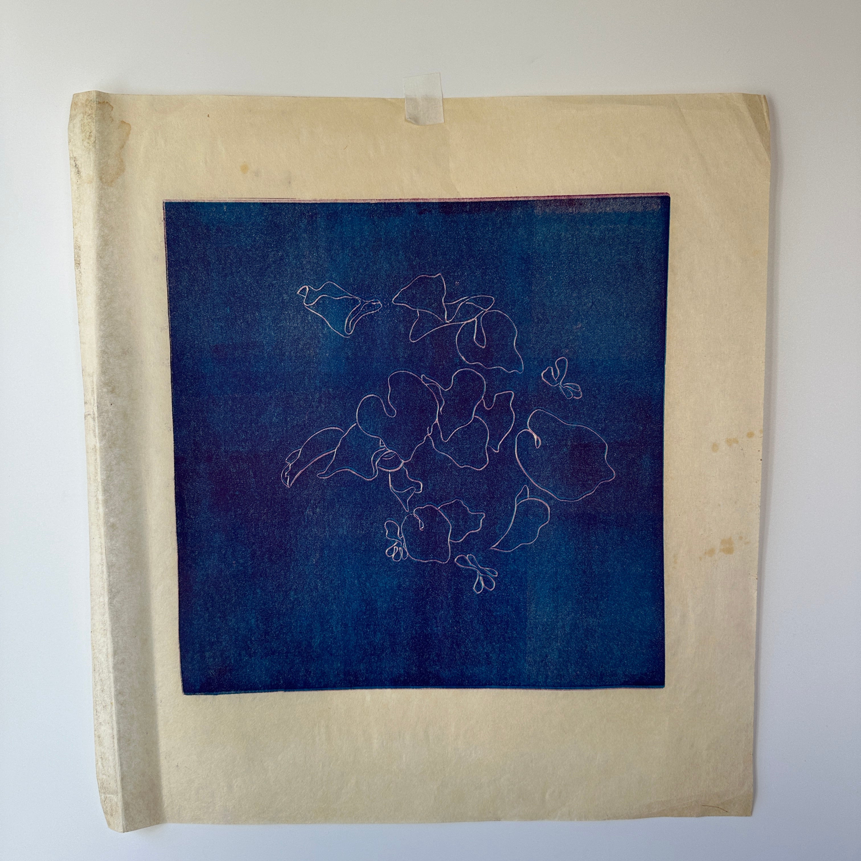 “FLYING VIOLETS” Linocut by the late Jane Matteson