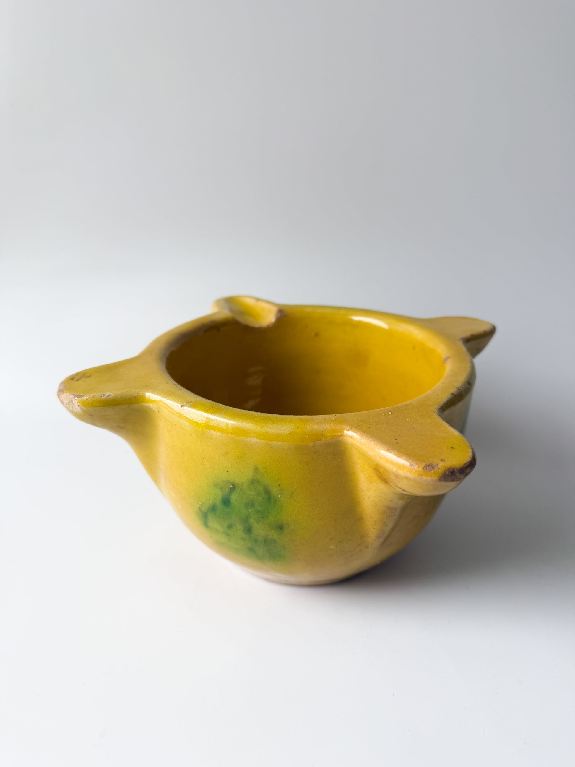 Vintage Yellow and Green Ceramic Ashtray