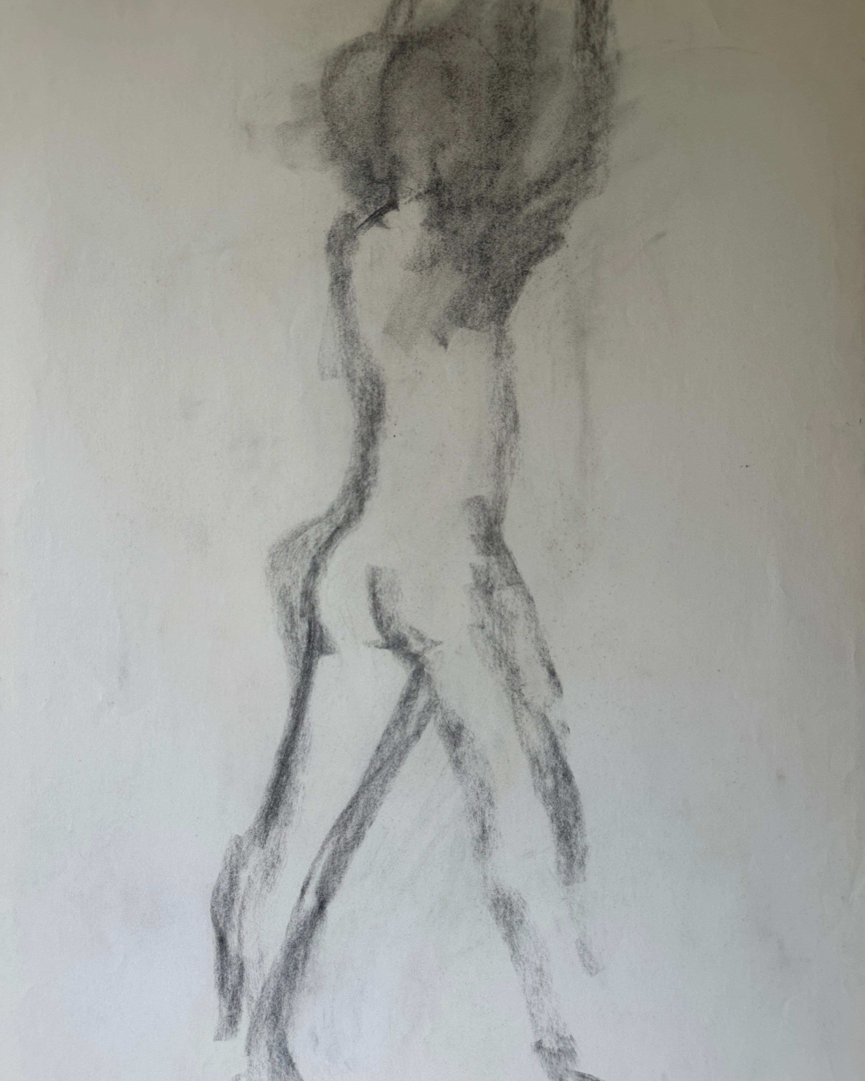 Double-Sided Nude Male II - Sketch by Jane Matteson (18"W x 24"H)