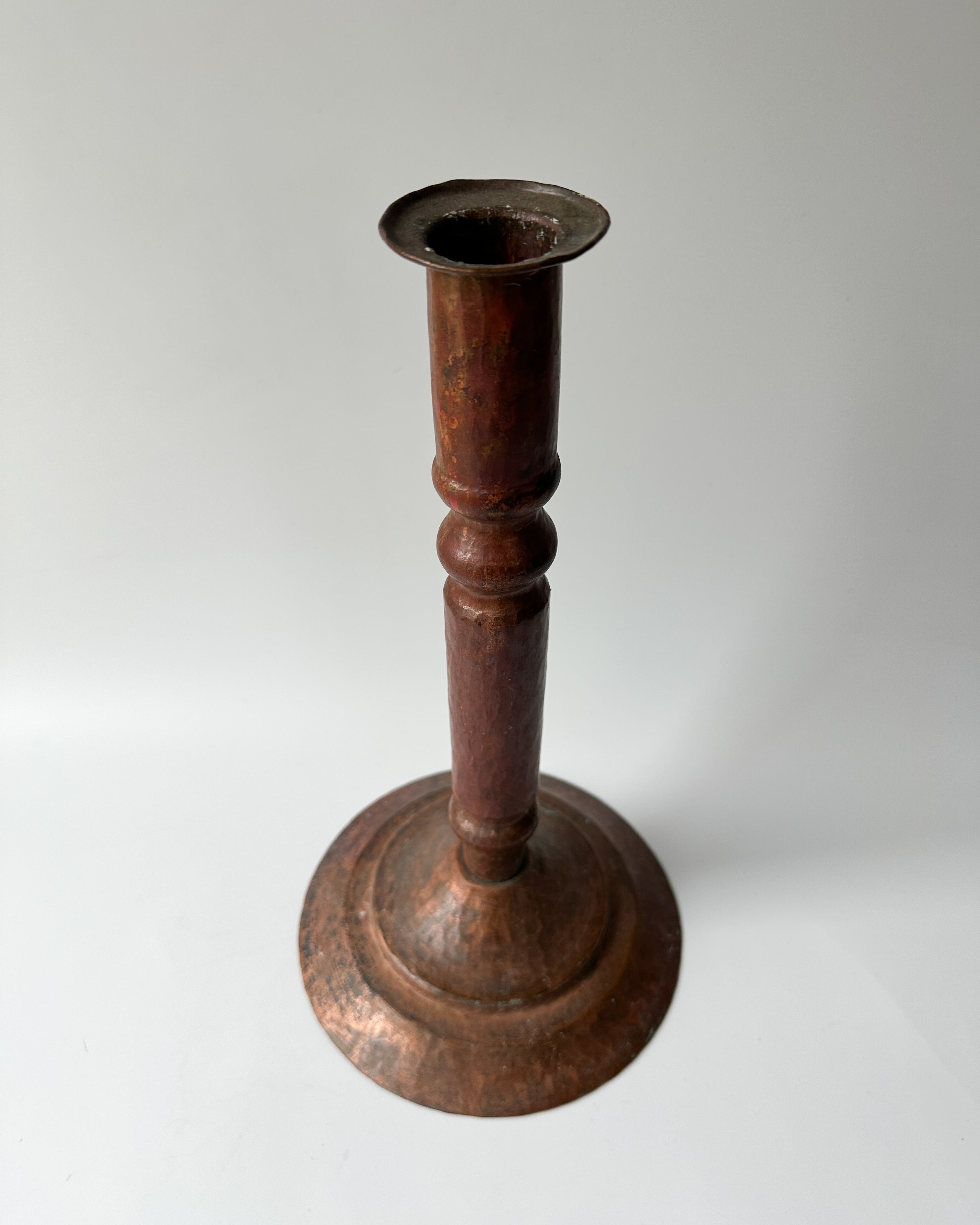 Tall Hammered Copper Candlestick