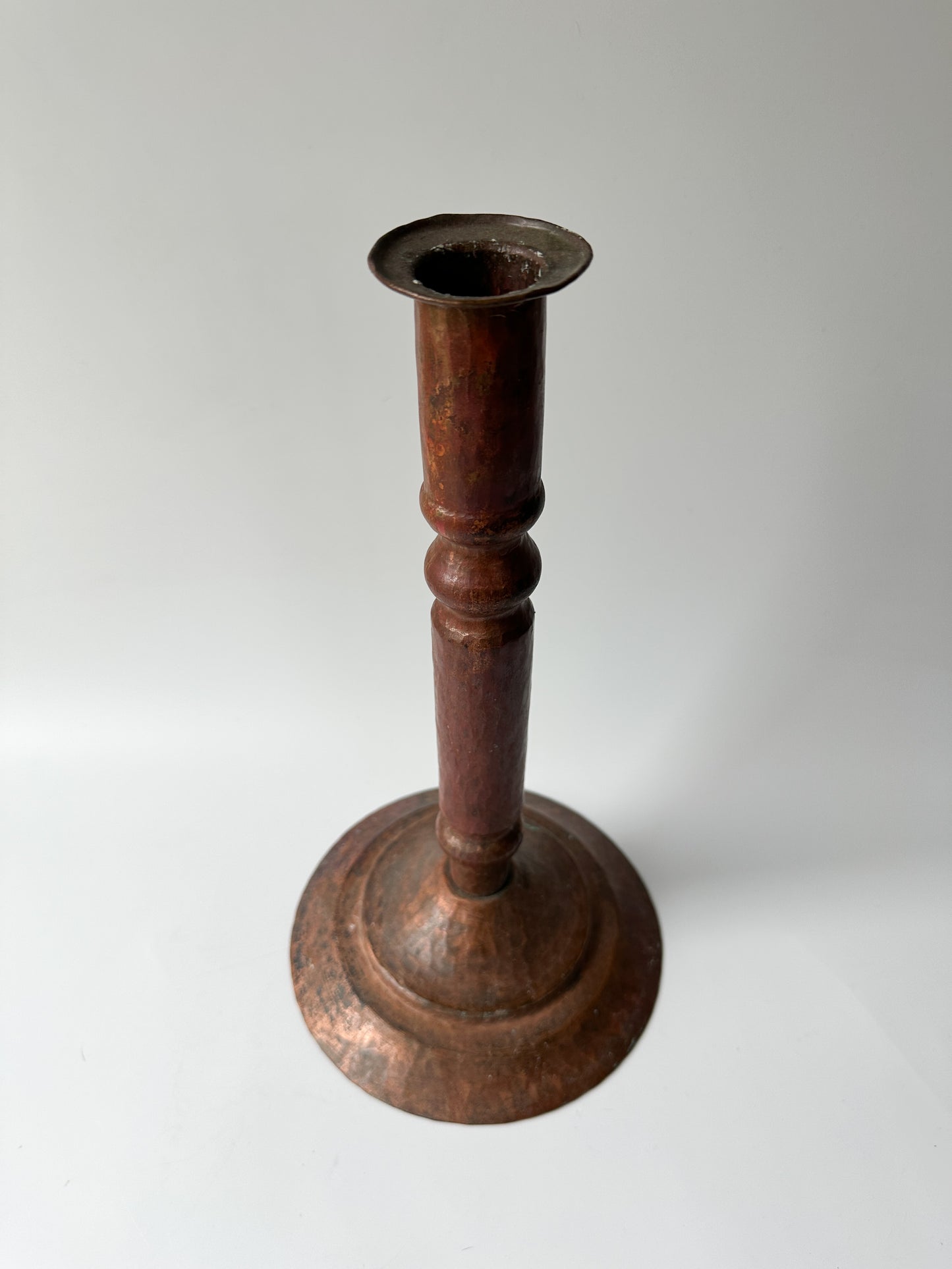 Tall Hammered Copper Candlestick