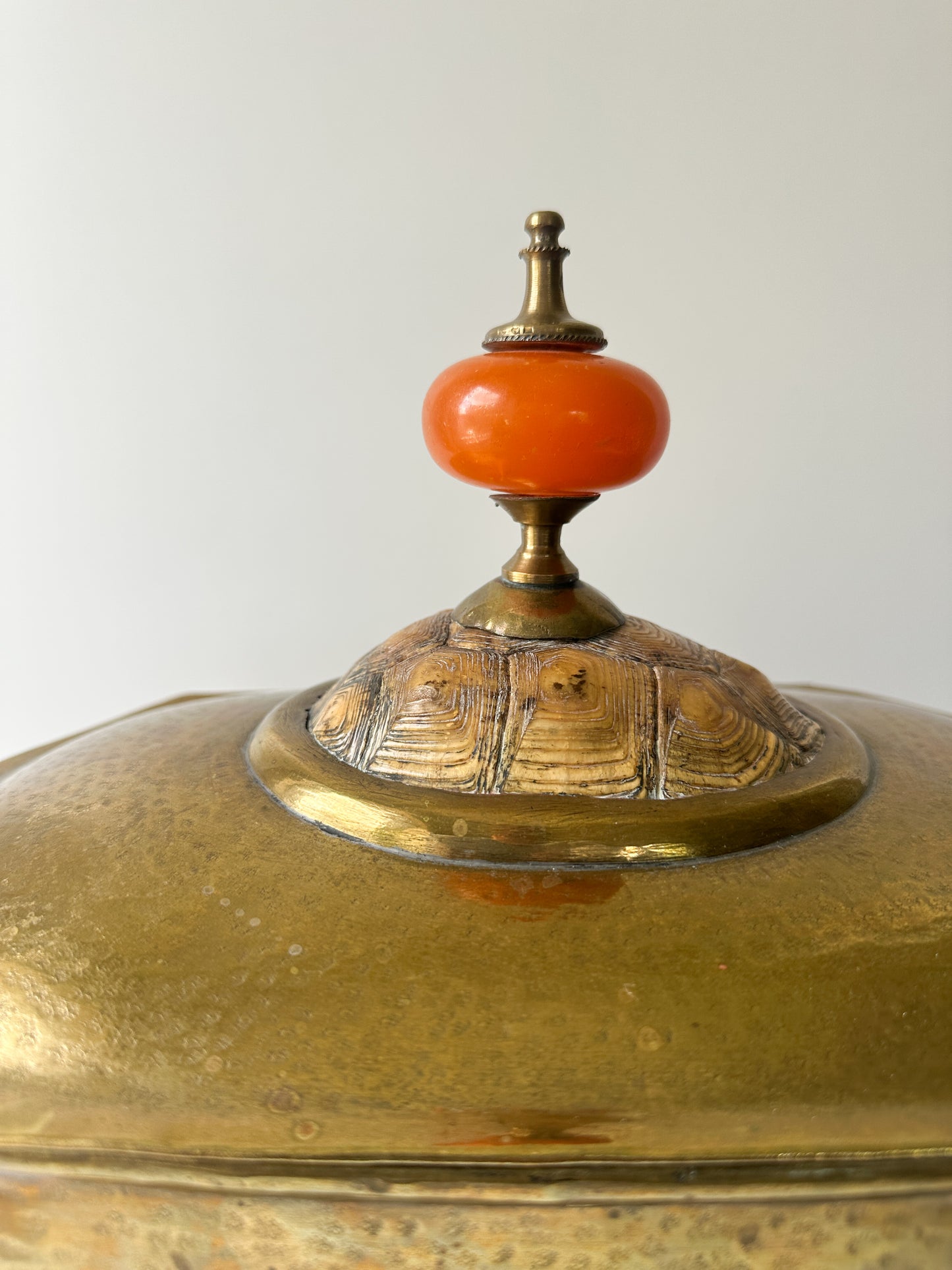 Vintage Hammered Brass Tea Caddy Box