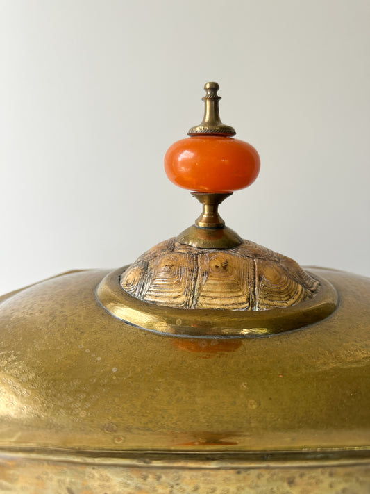 Vintage Hammered Brass Tea Caddy Box
