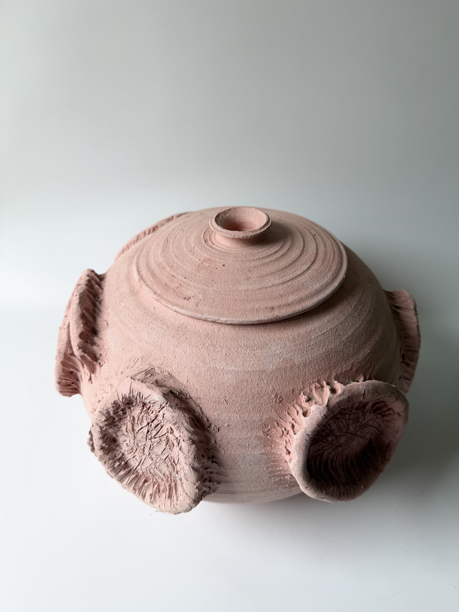 Heavy Vintage 1965 Handmade Lidded Pottery Bowl