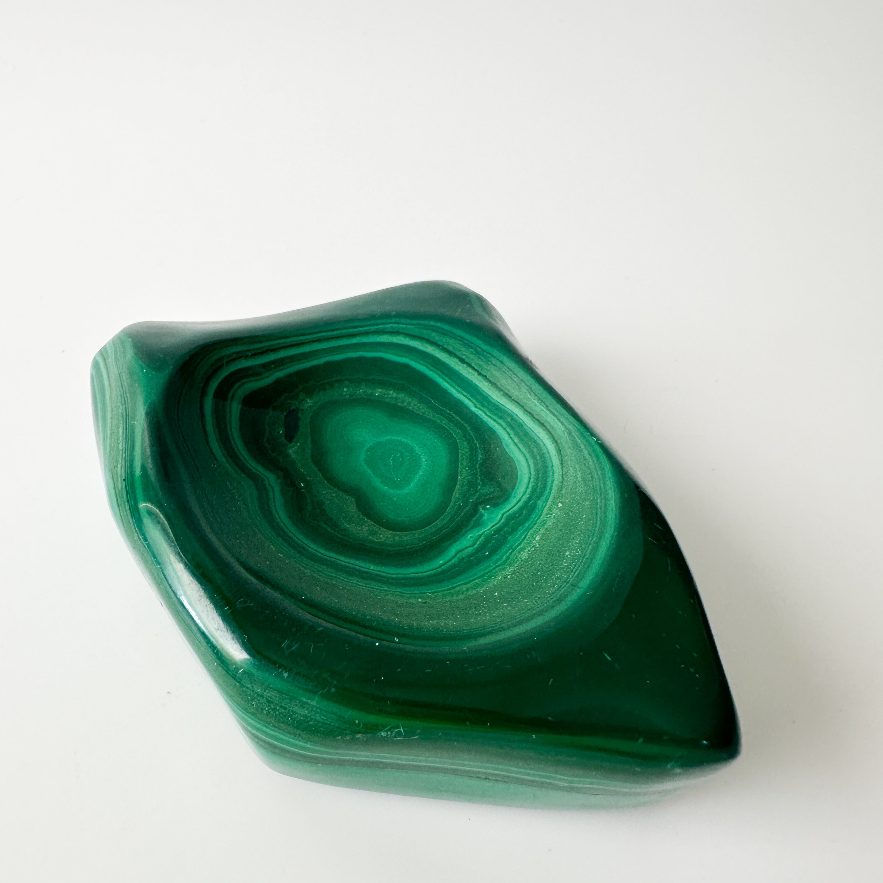 Polished Genuine Malachite Shallow Trinket Dish (4"L x 3"W x 1"H)