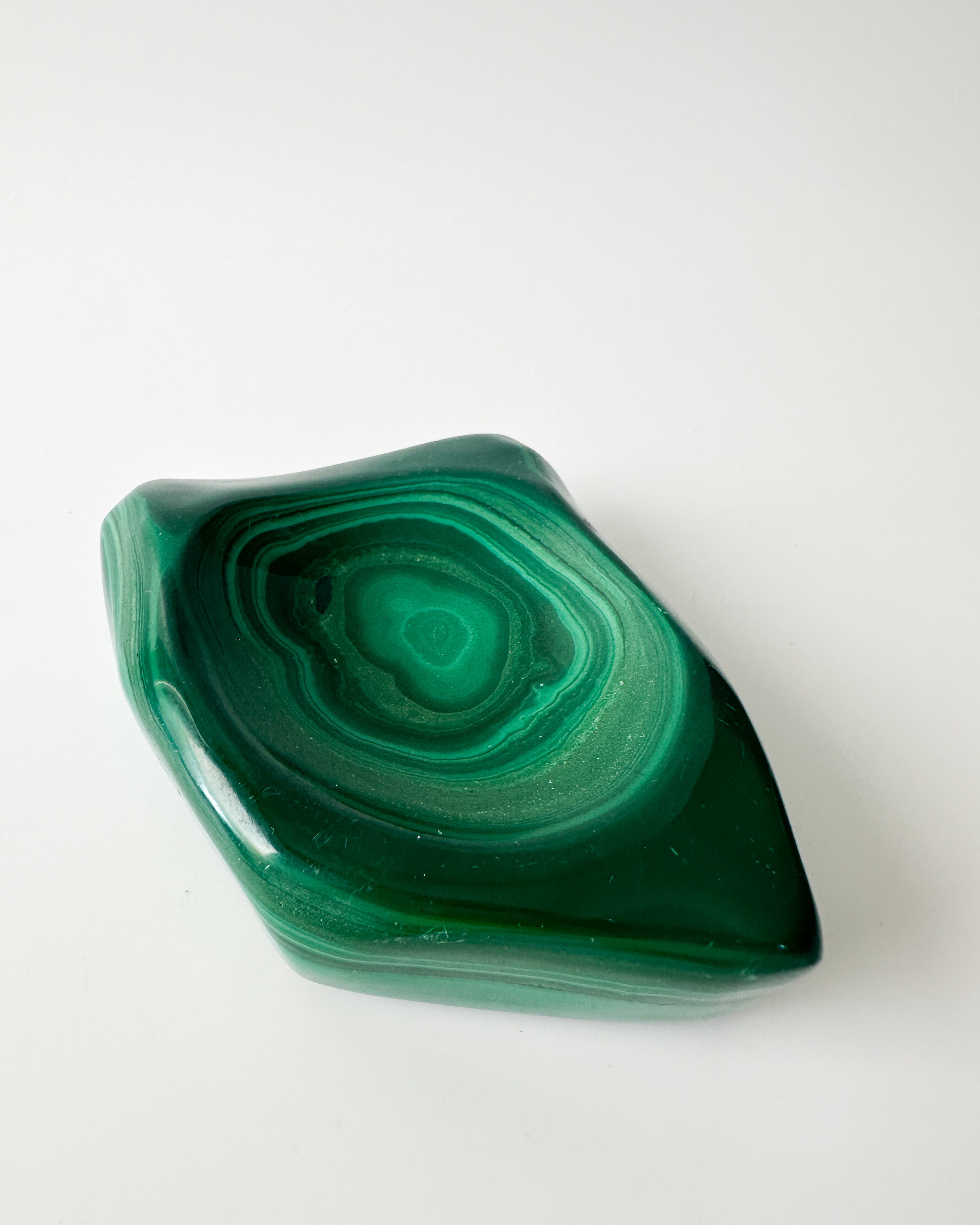 Polished Genuine Malachite Shallow Trinket Dish (4"L x 3"W x 1"H)