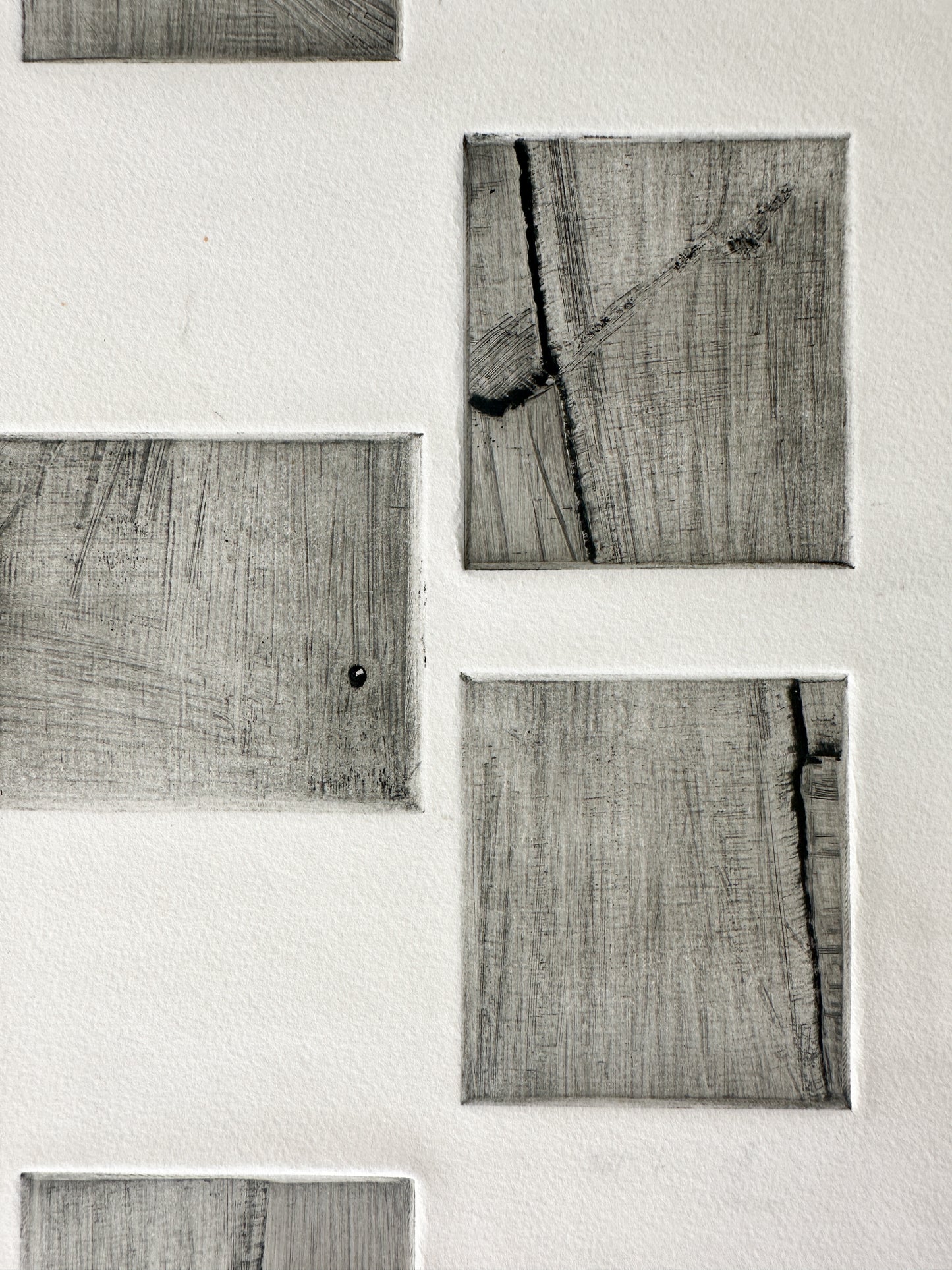 Abstract Black and White Squares I - Intaglio by the late Velda Warner (15"W x 22“H)