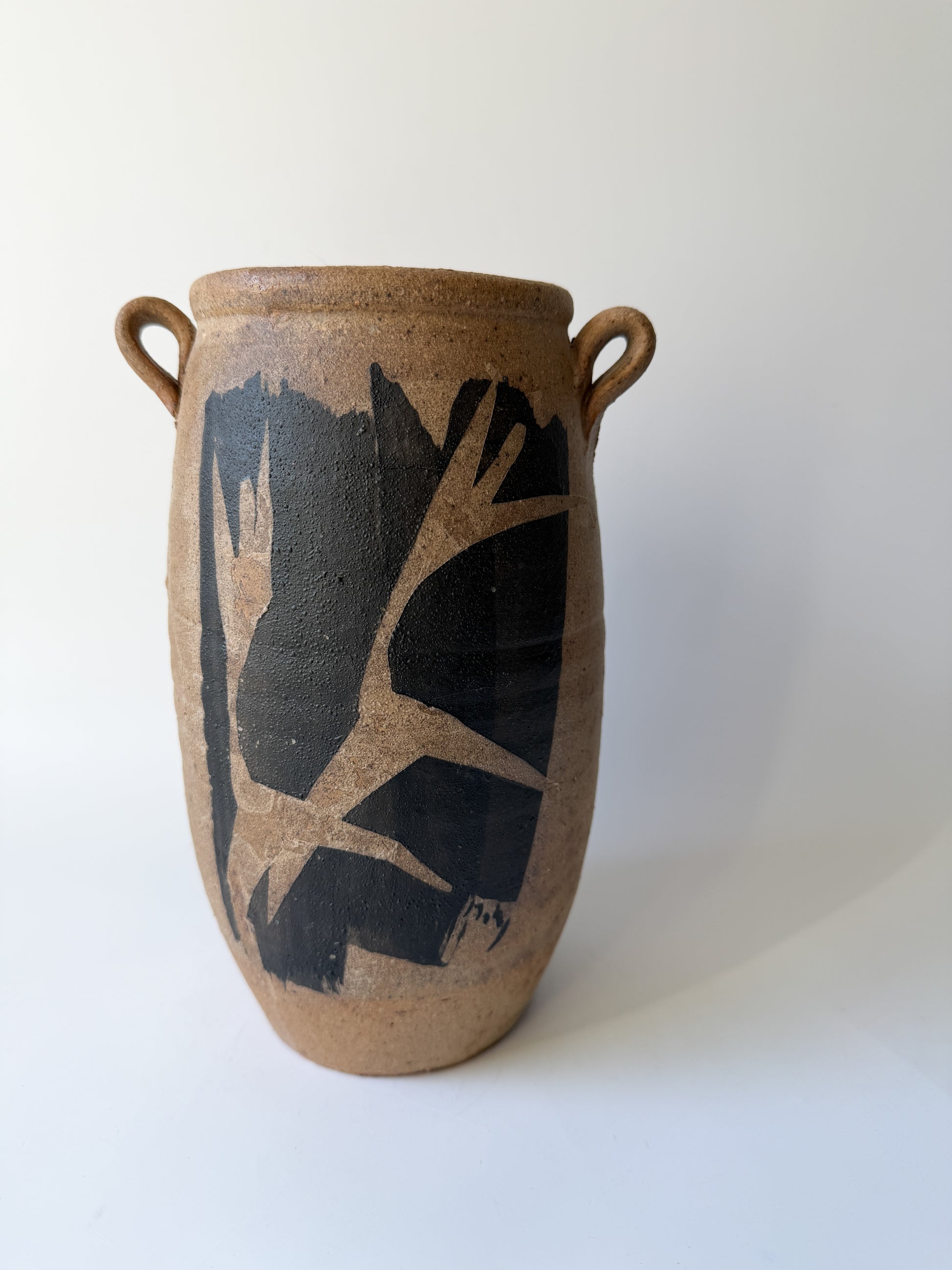 Pottery Vase with Hand-Painted Human Figures