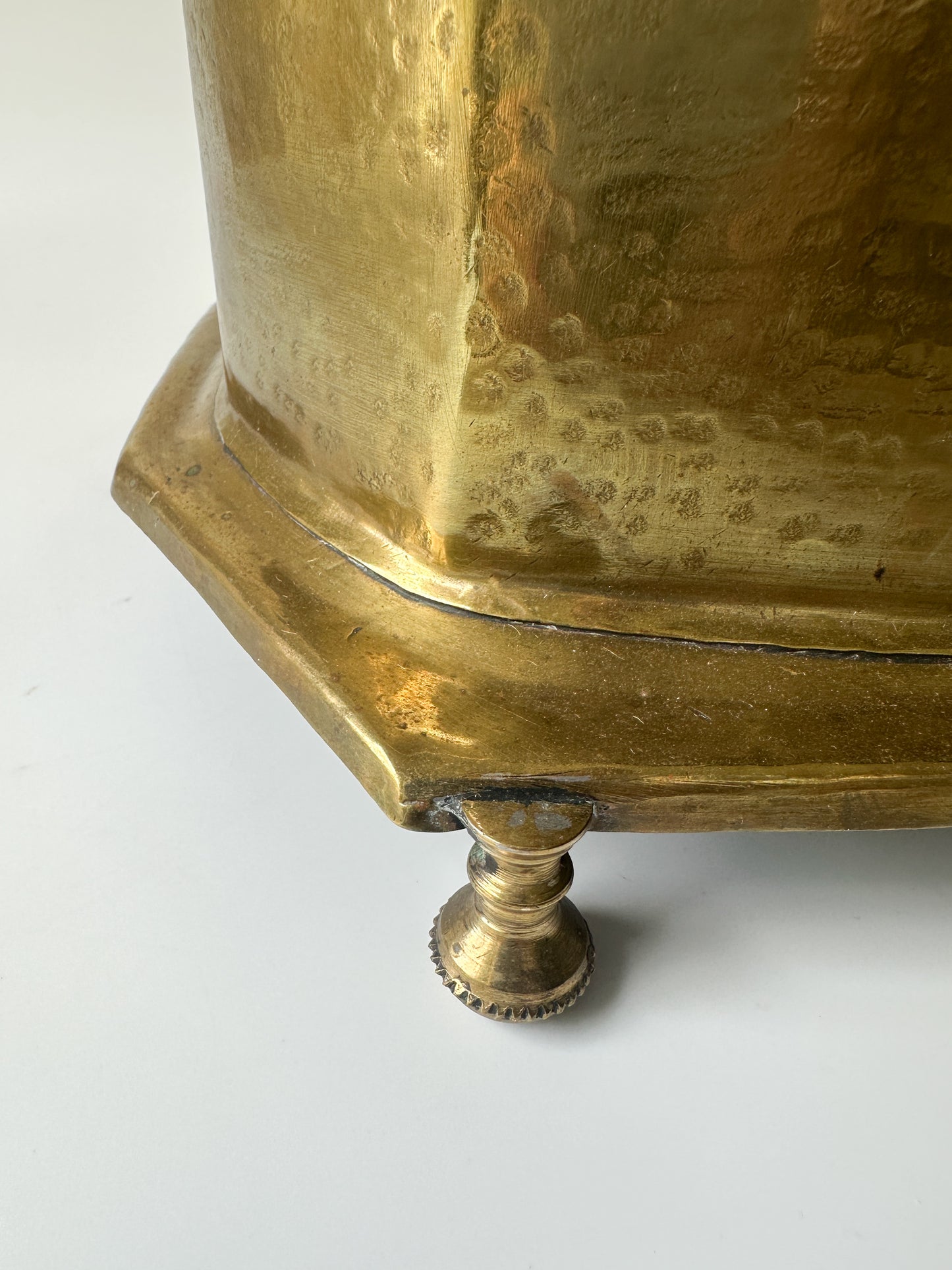 Vintage Hammered Brass Tea Caddy Box