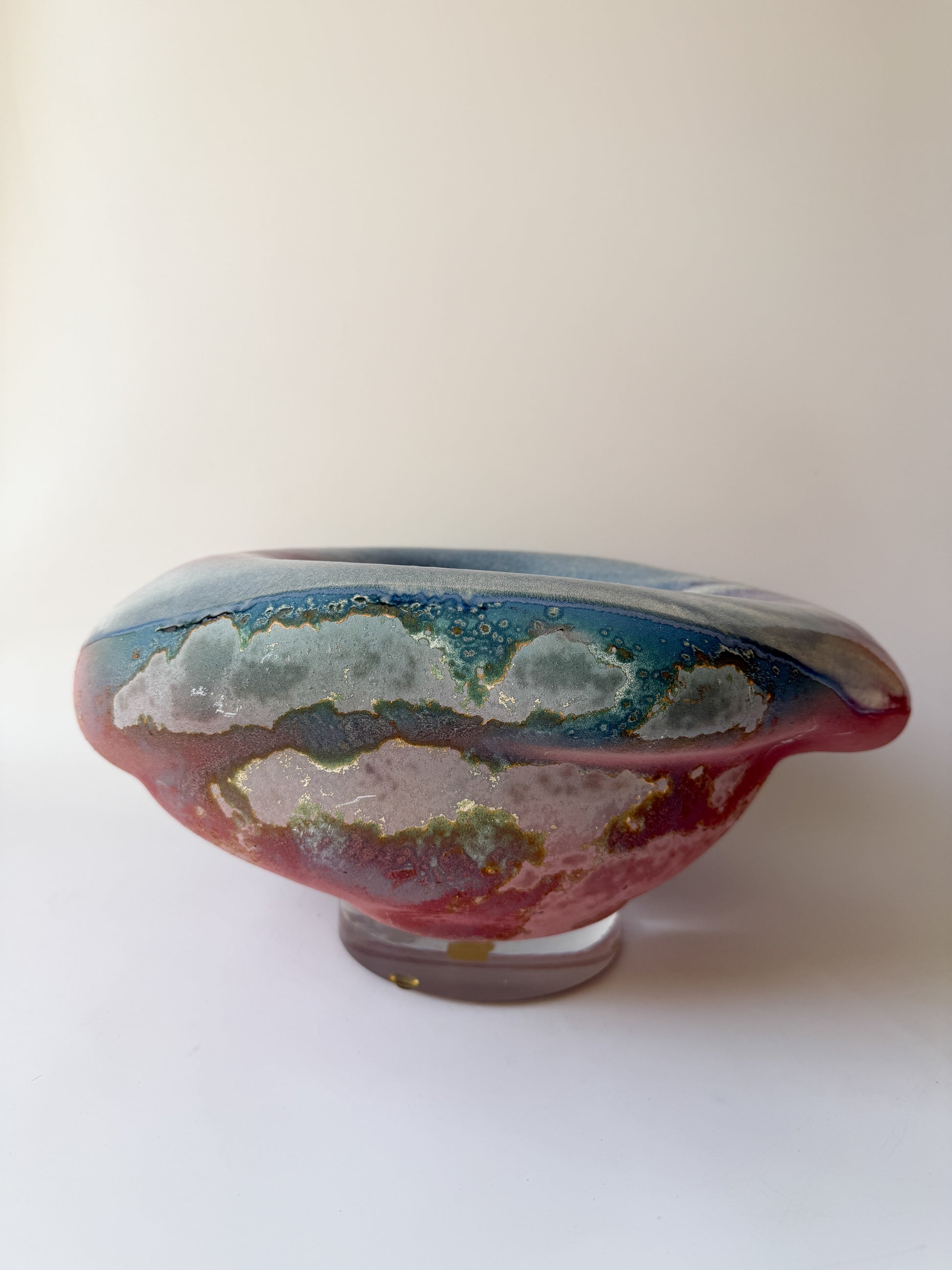 Multicolor Abstract Art Pottery Bowl by Tony Evans