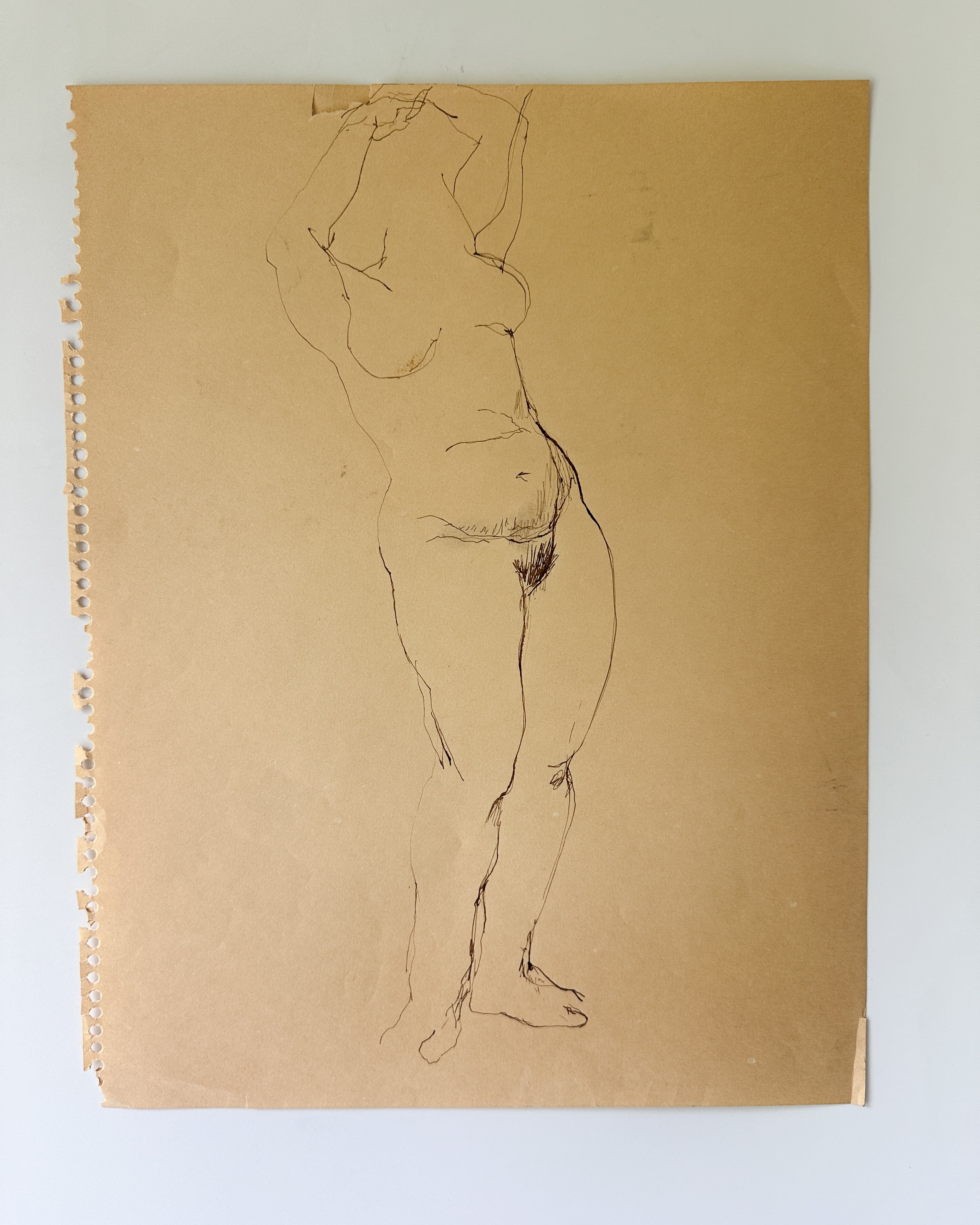 Nude Ink Sketch of a Woman by Jane Matteson (11"W x 14"H)