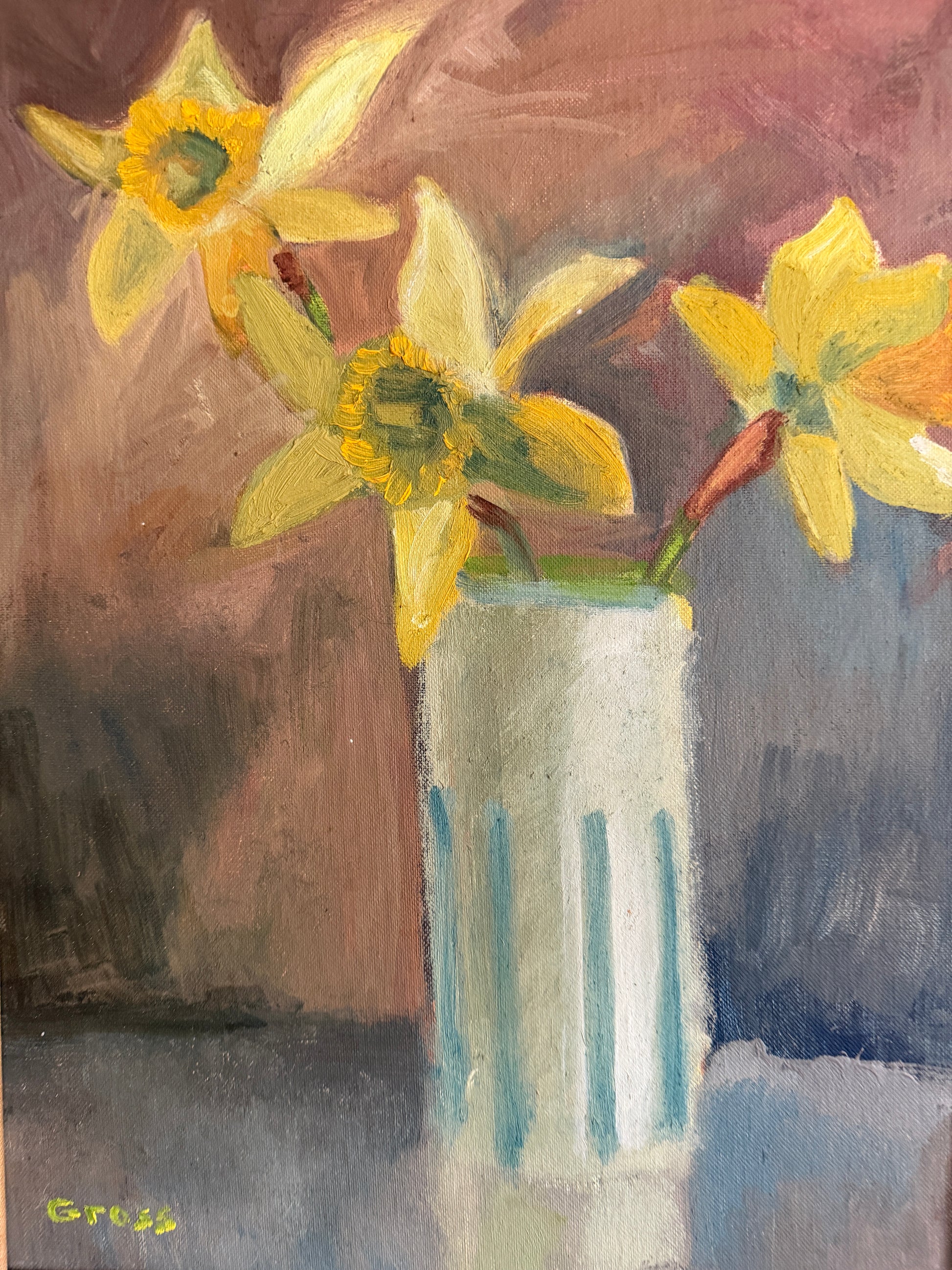 Daffodil Oil Painting on Board