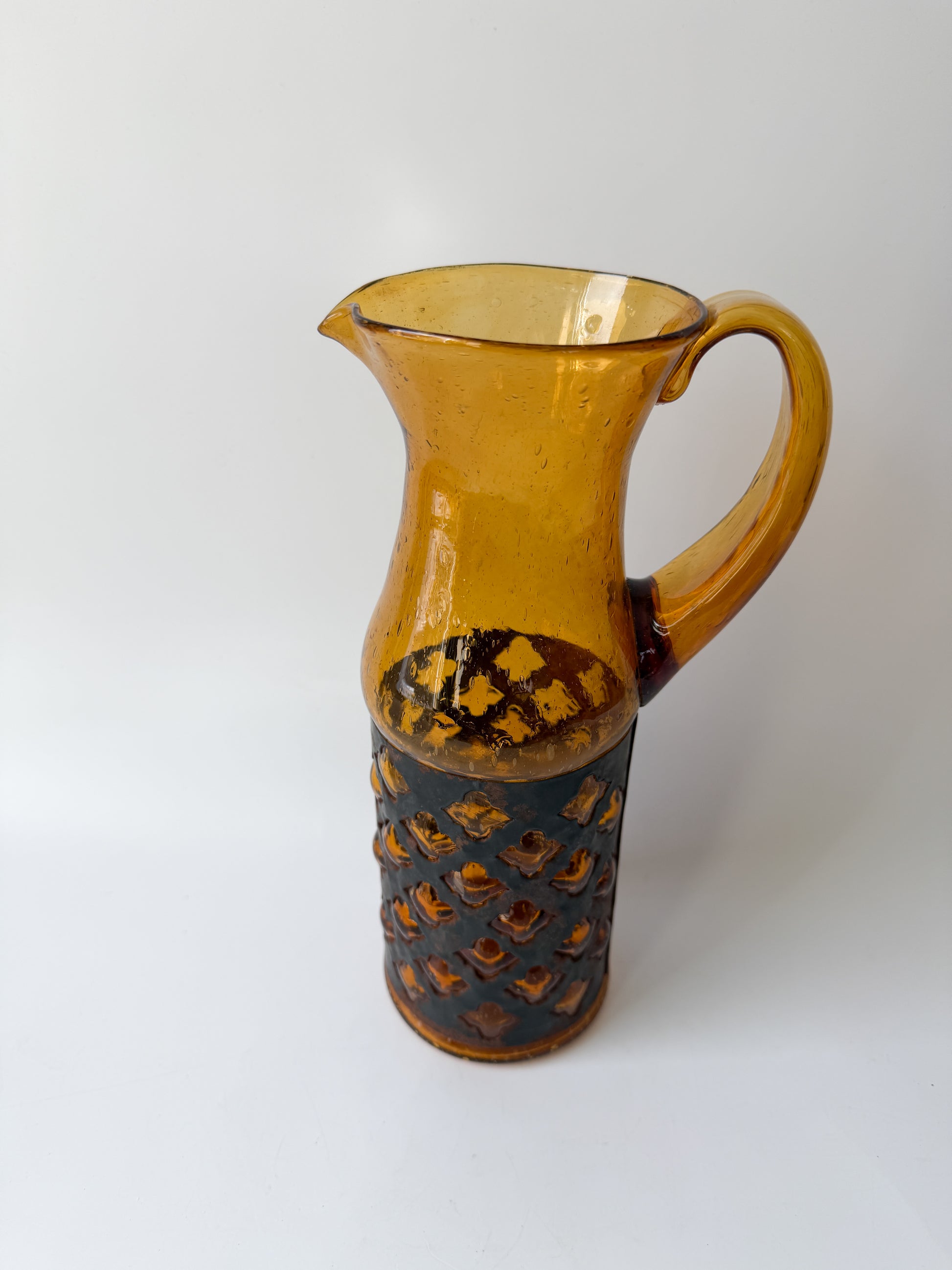 Vintage MCM Felipe Derflinger Imprisoned Glass Pitcher