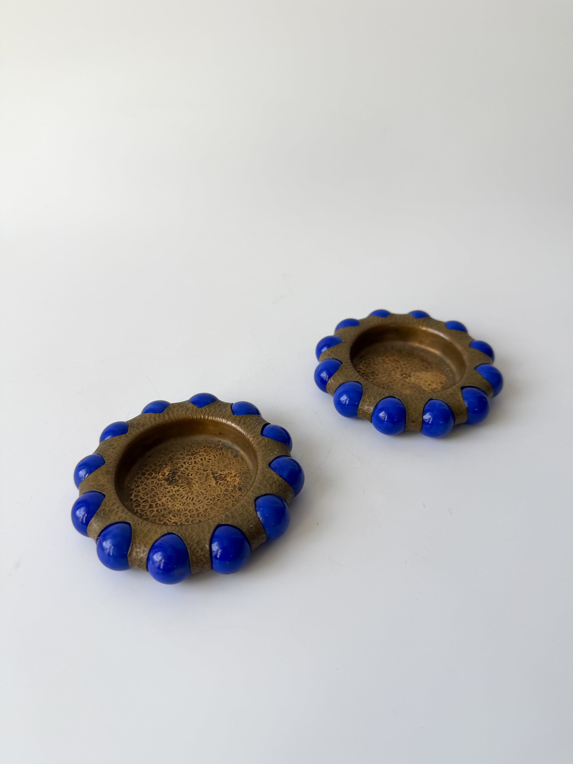 1930's World’s Fair Fisher Jewel Tray - Brass with Blue Marbles (2 available)