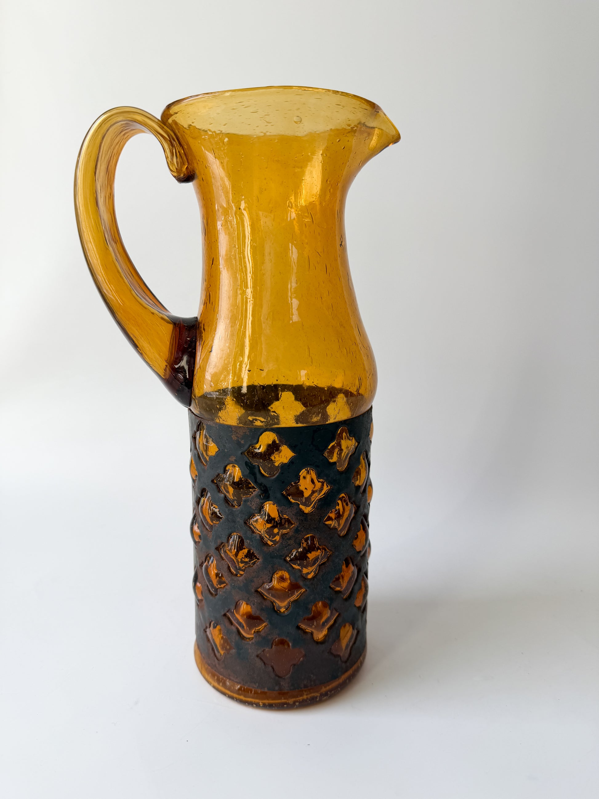 Vintage MCM Felipe Derflinger Imprisoned Glass Pitcher