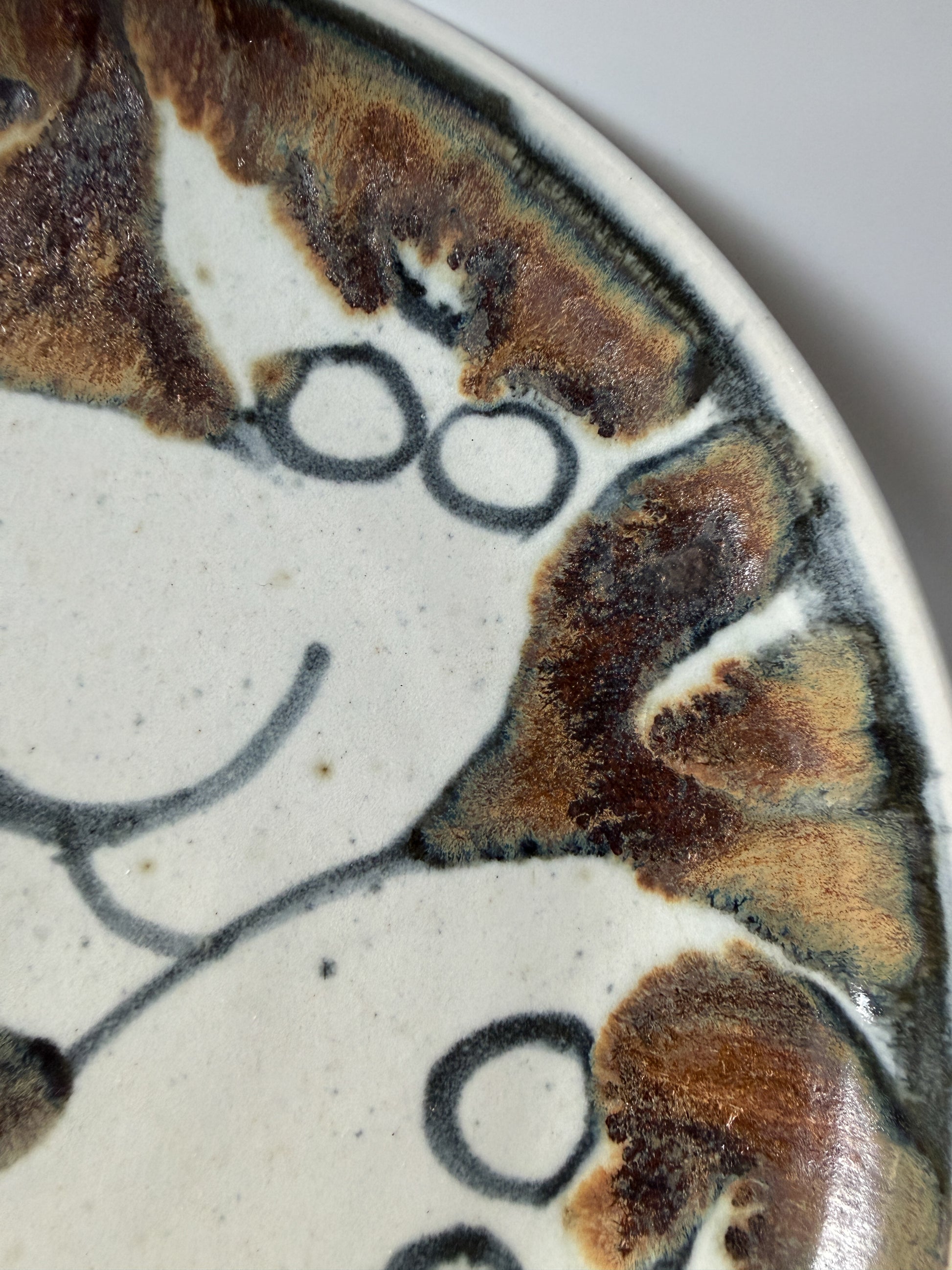 Vintage Hand-Painted Abstract Nudes Large Ceramic Bowl