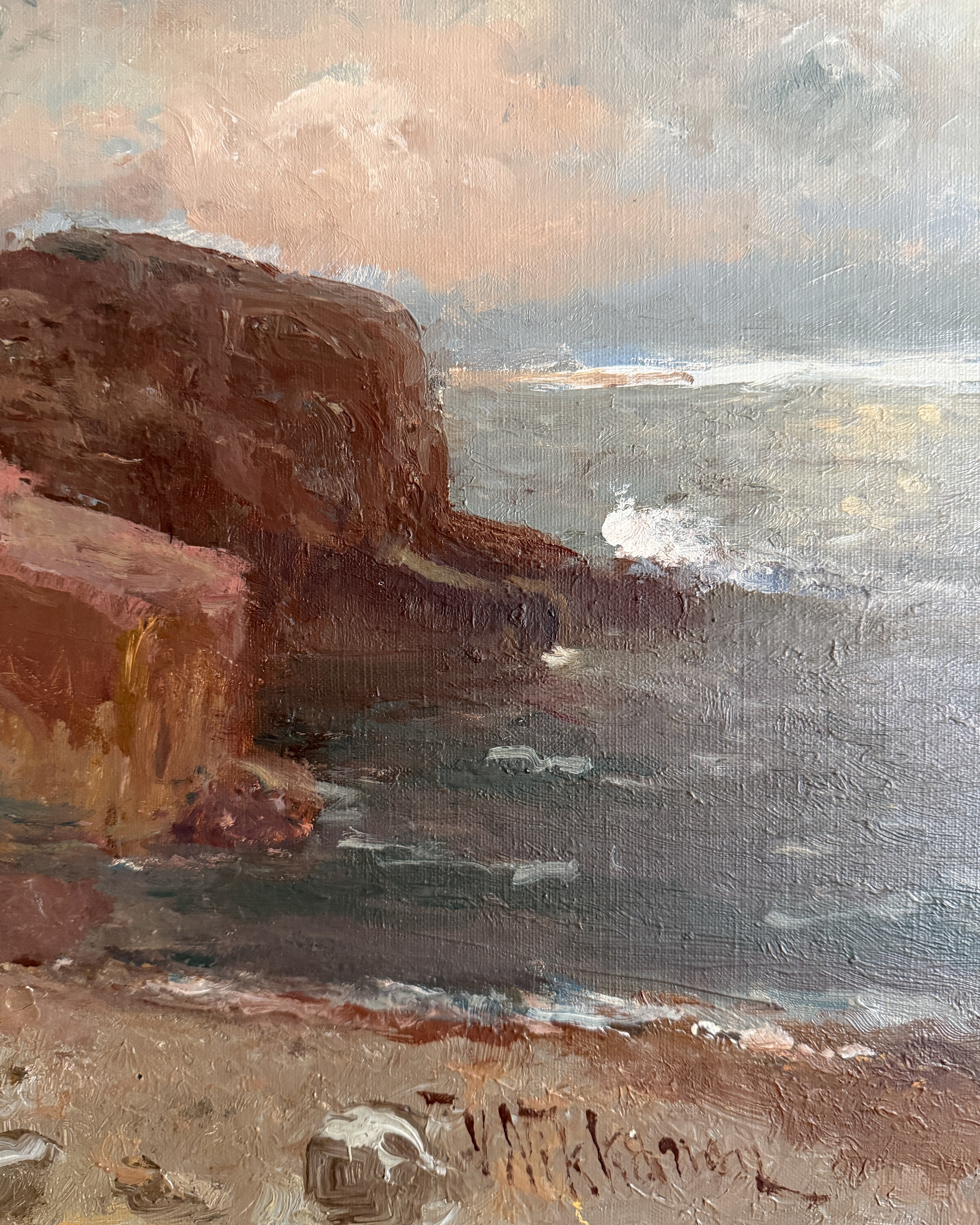 VICTOR NIKKANEN - Ocean Shore Landscape Oil Painting