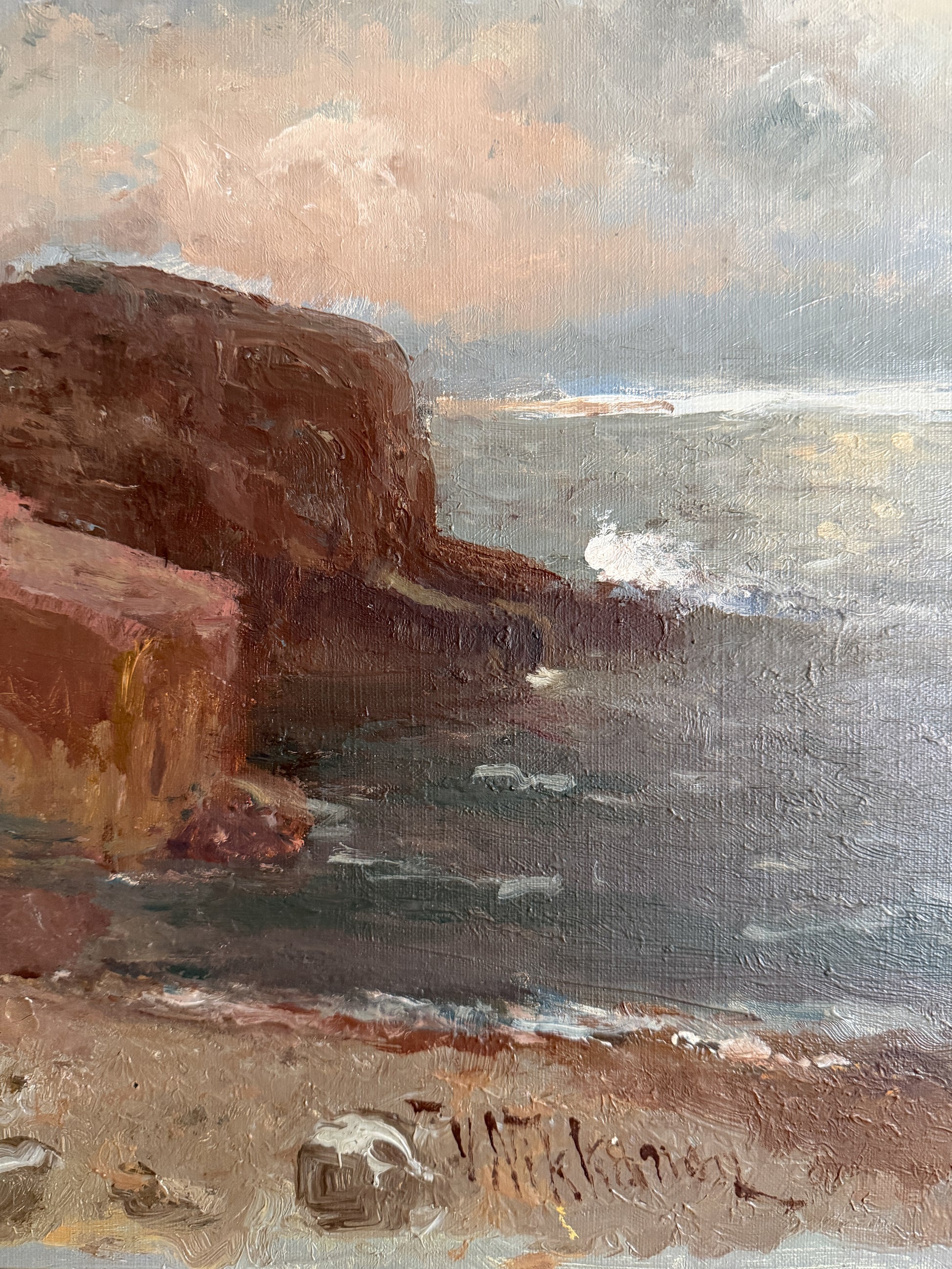 VICTOR NIKKANEN - Ocean Shore Landscape Oil Painting