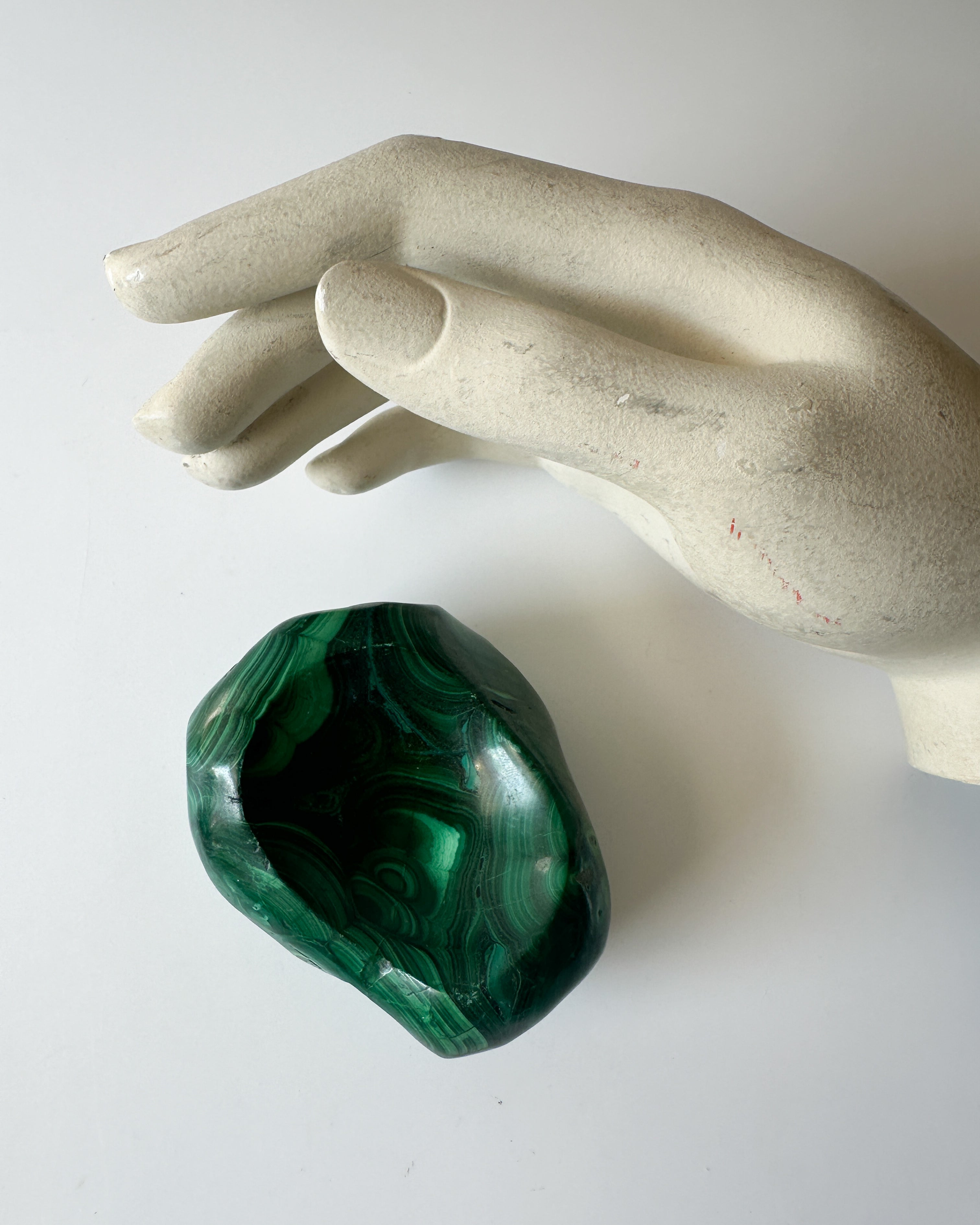 Polished Genuine Malachite Shallow Trinket Dish (3"L x 2.5"W x 1.5"H)