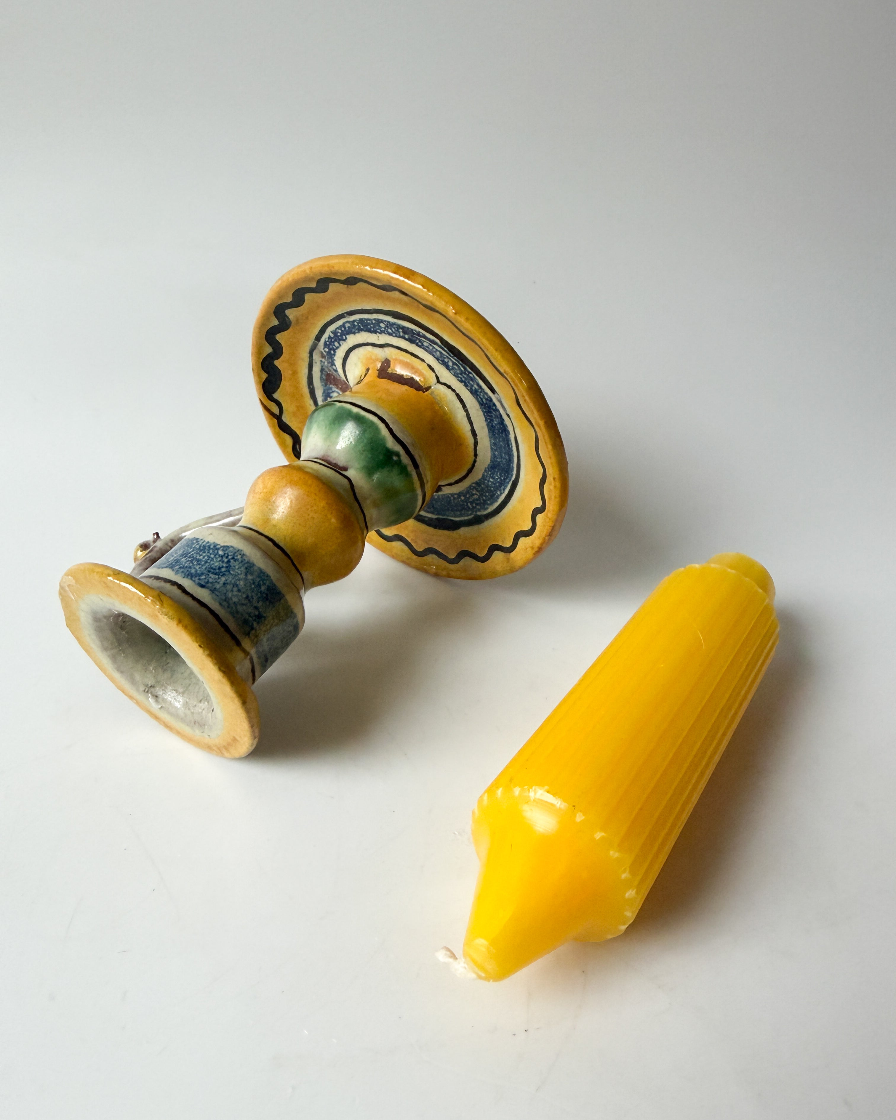 Italian Handmade Terracotta Candlestick (with candle)