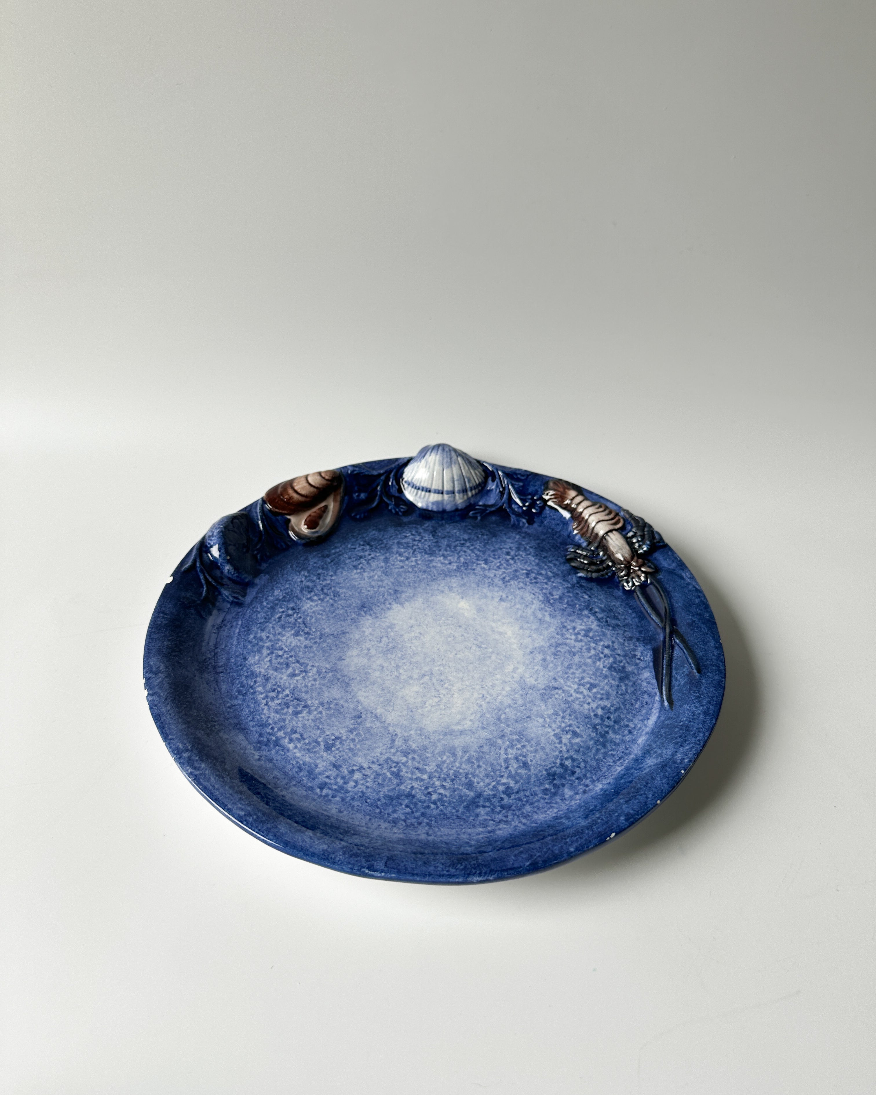 Rare Italian Majolica Trompe L’oeil Shellfish Plate