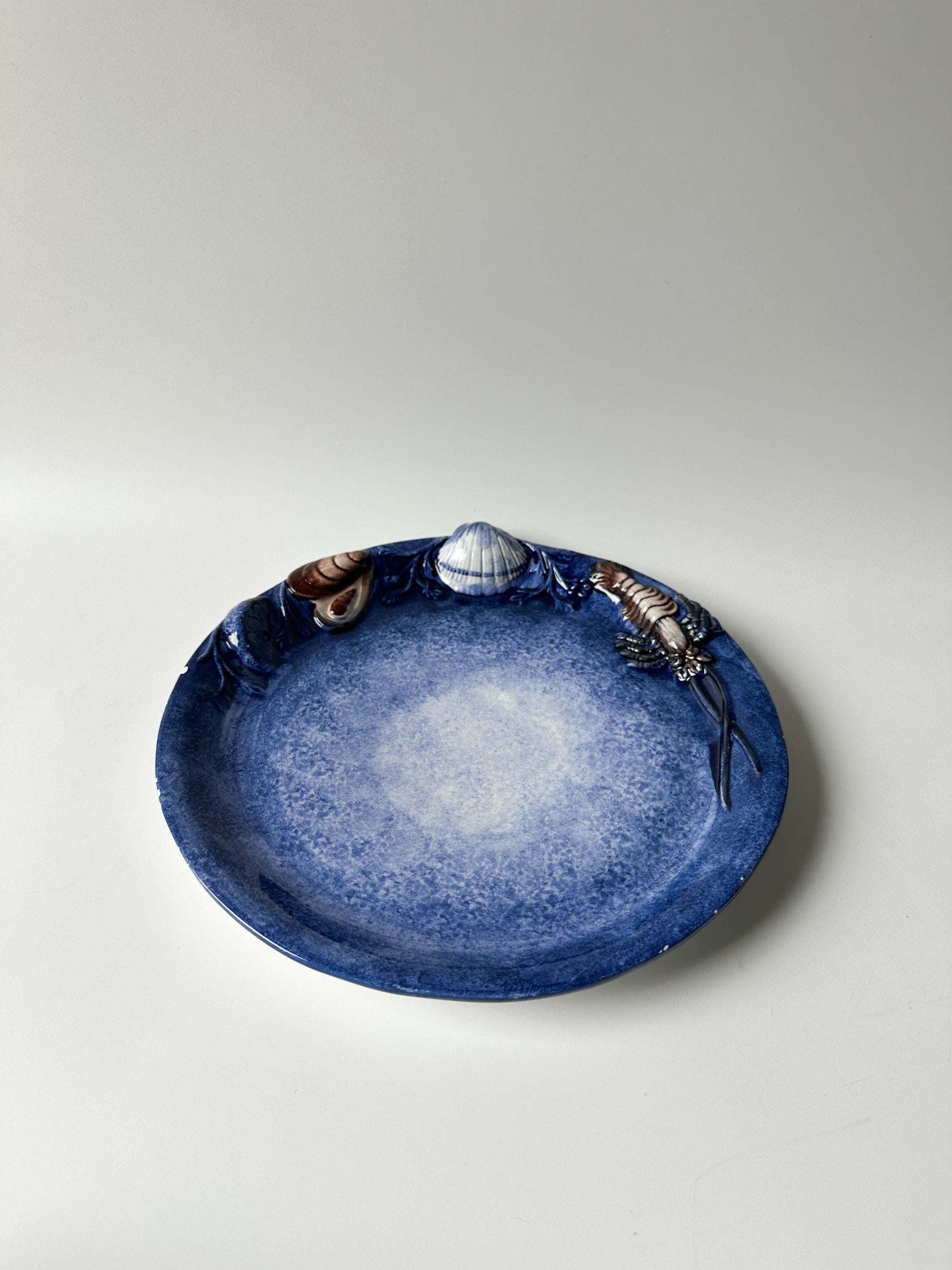 Rare Italian Majolica Trompe L’oeil Shellfish Plate