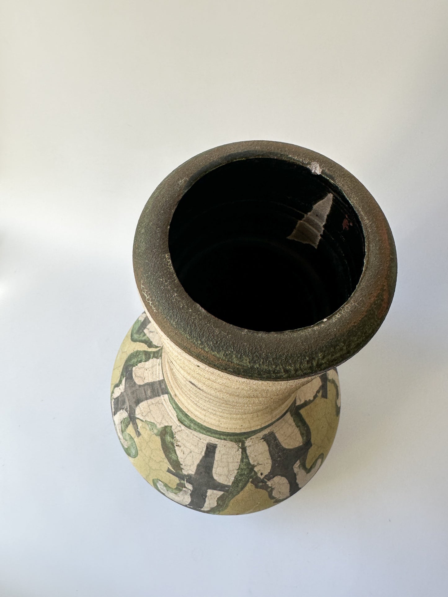Large Raku Pottery Vase (16"H)