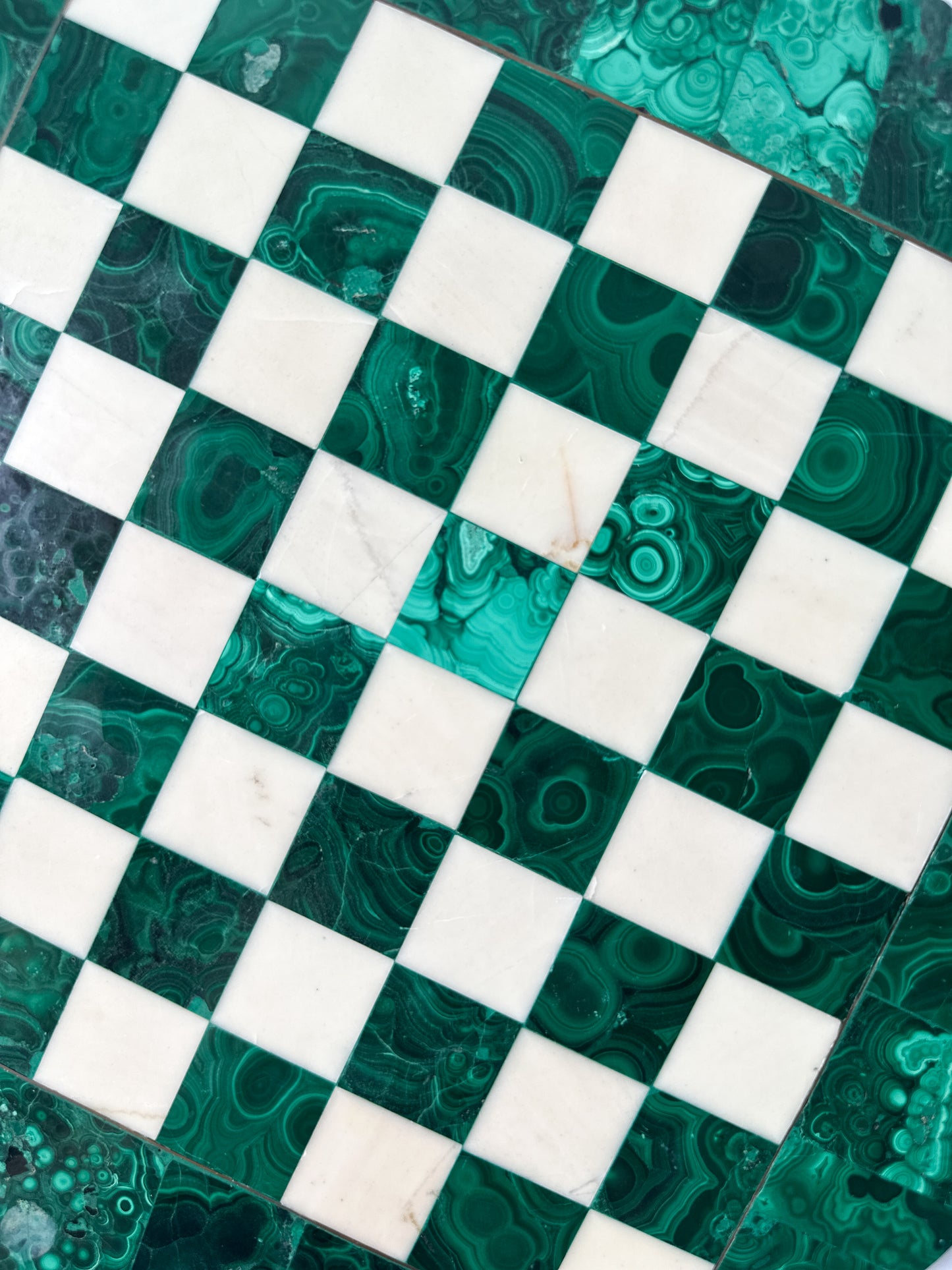 Malachite Round Chess Board