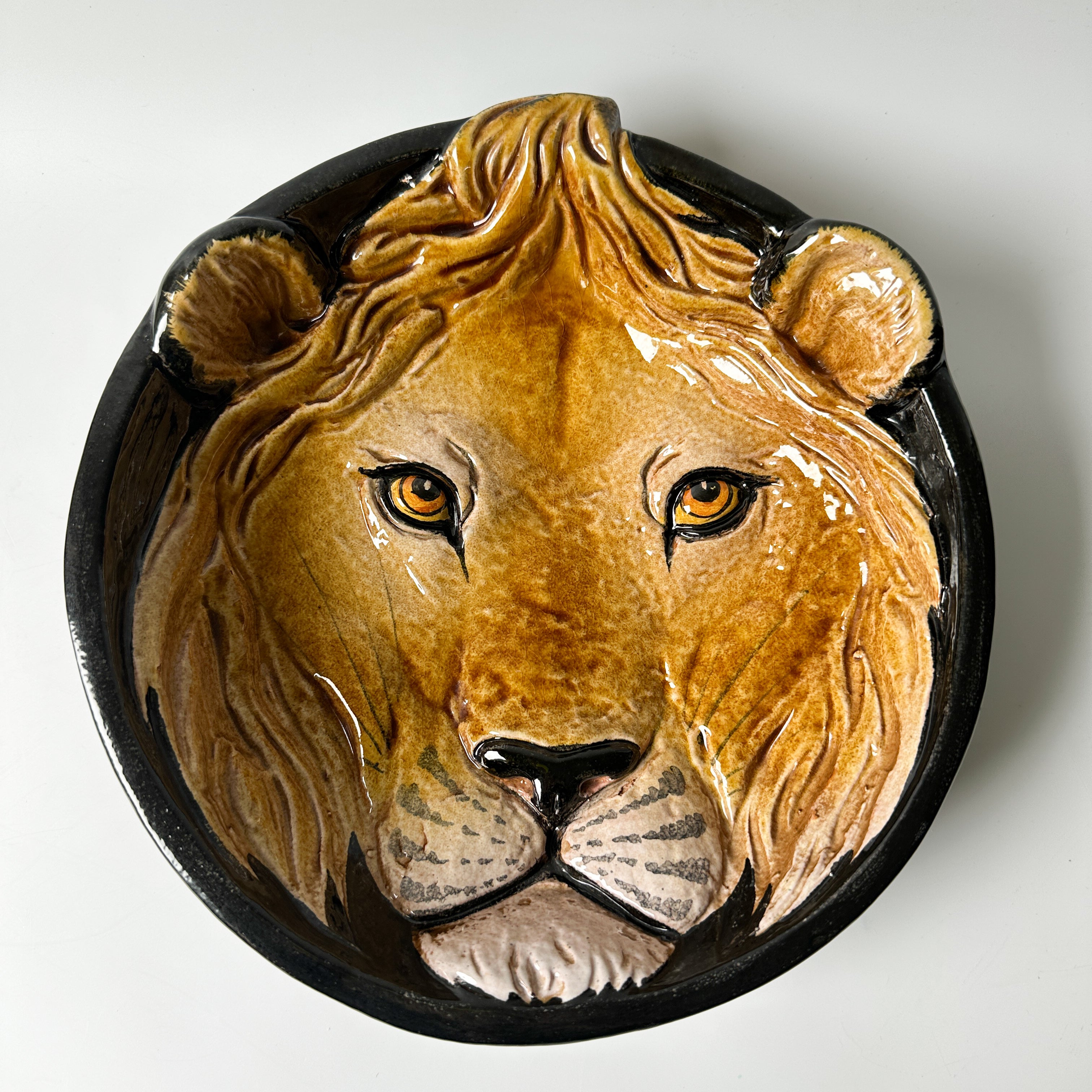 Vintage Lion Terracotta Bowl Made in Italy #3