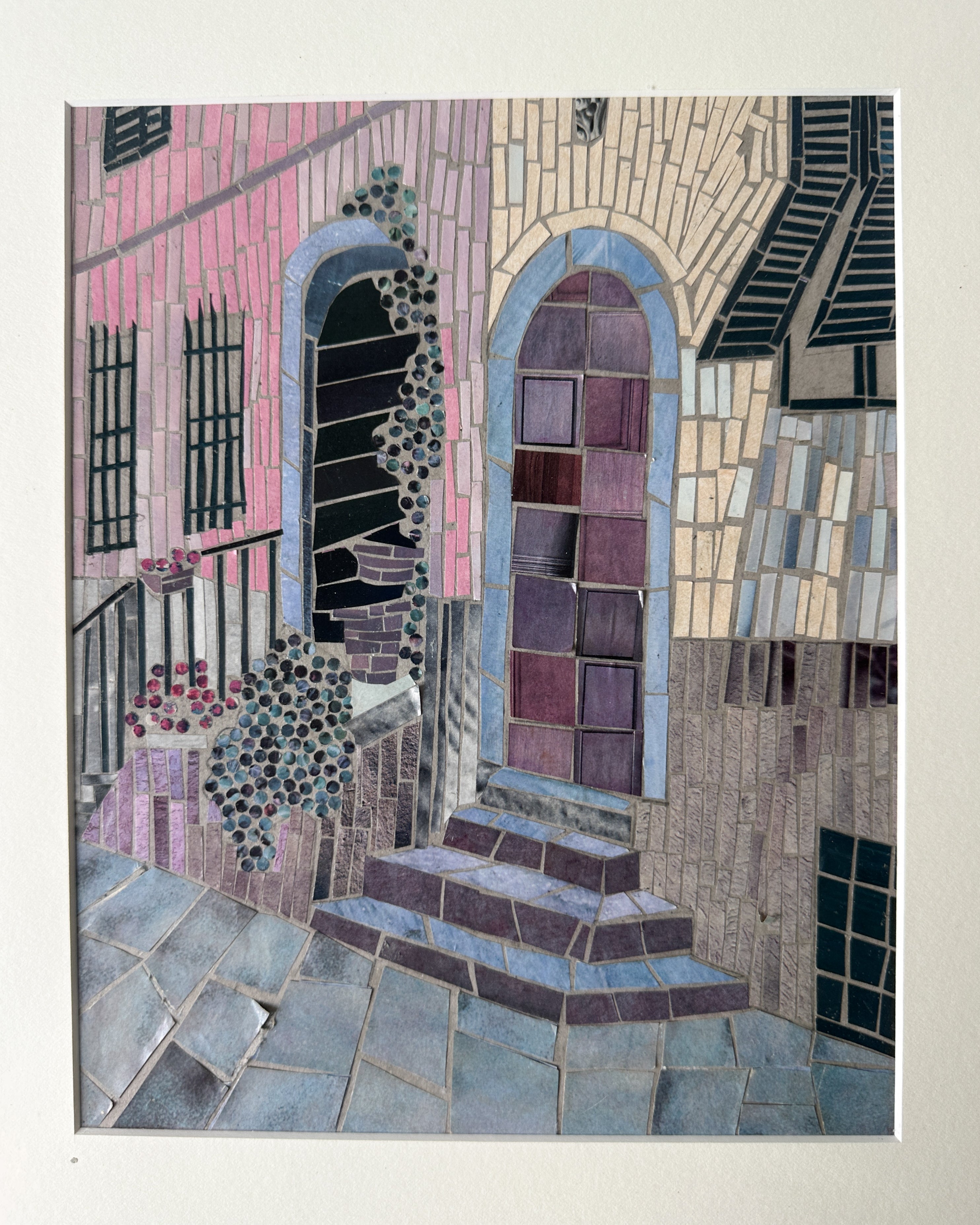 Paper Mosaic Art of Doorway in Italy