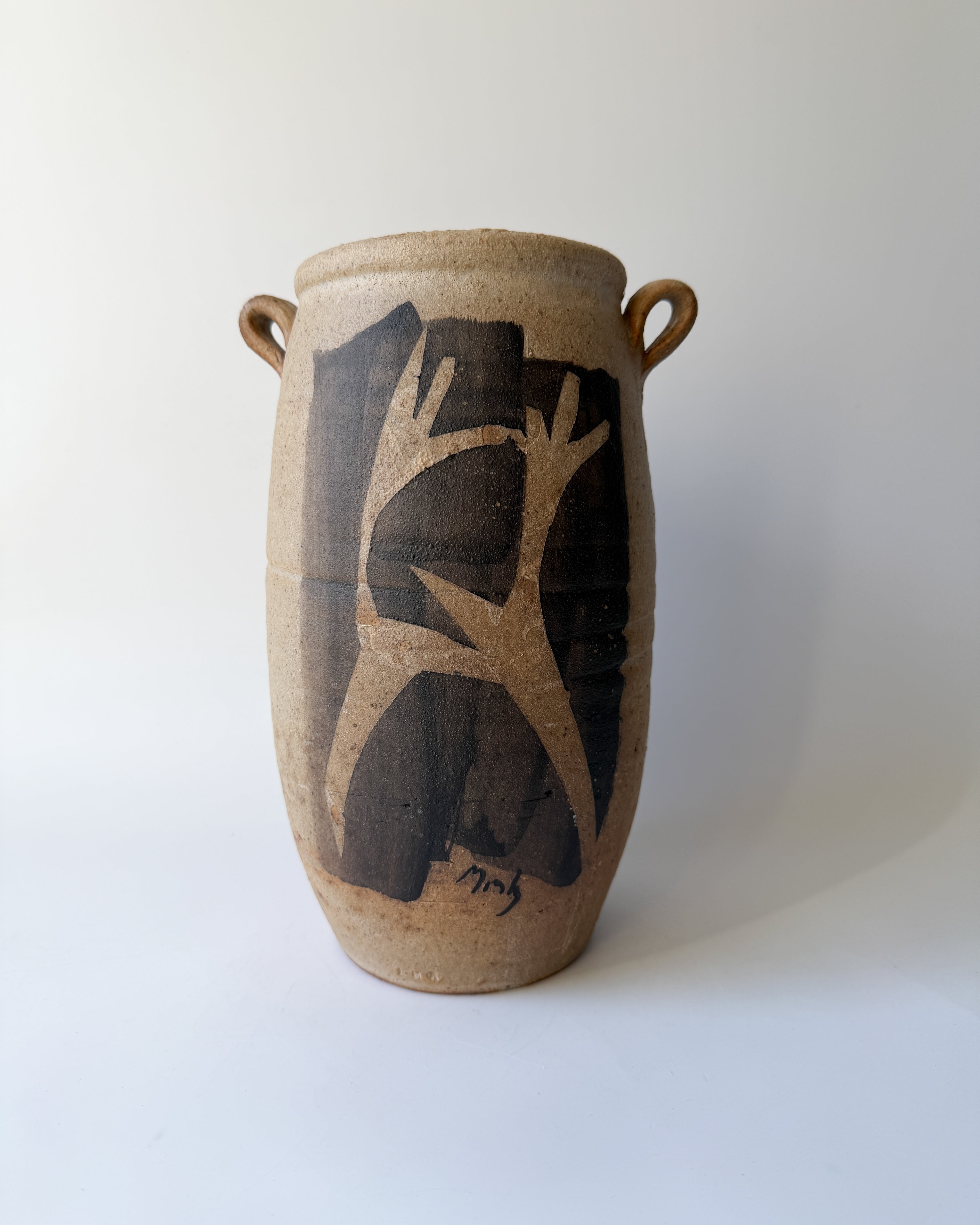 Pottery Vase with Hand-Painted Human Figures