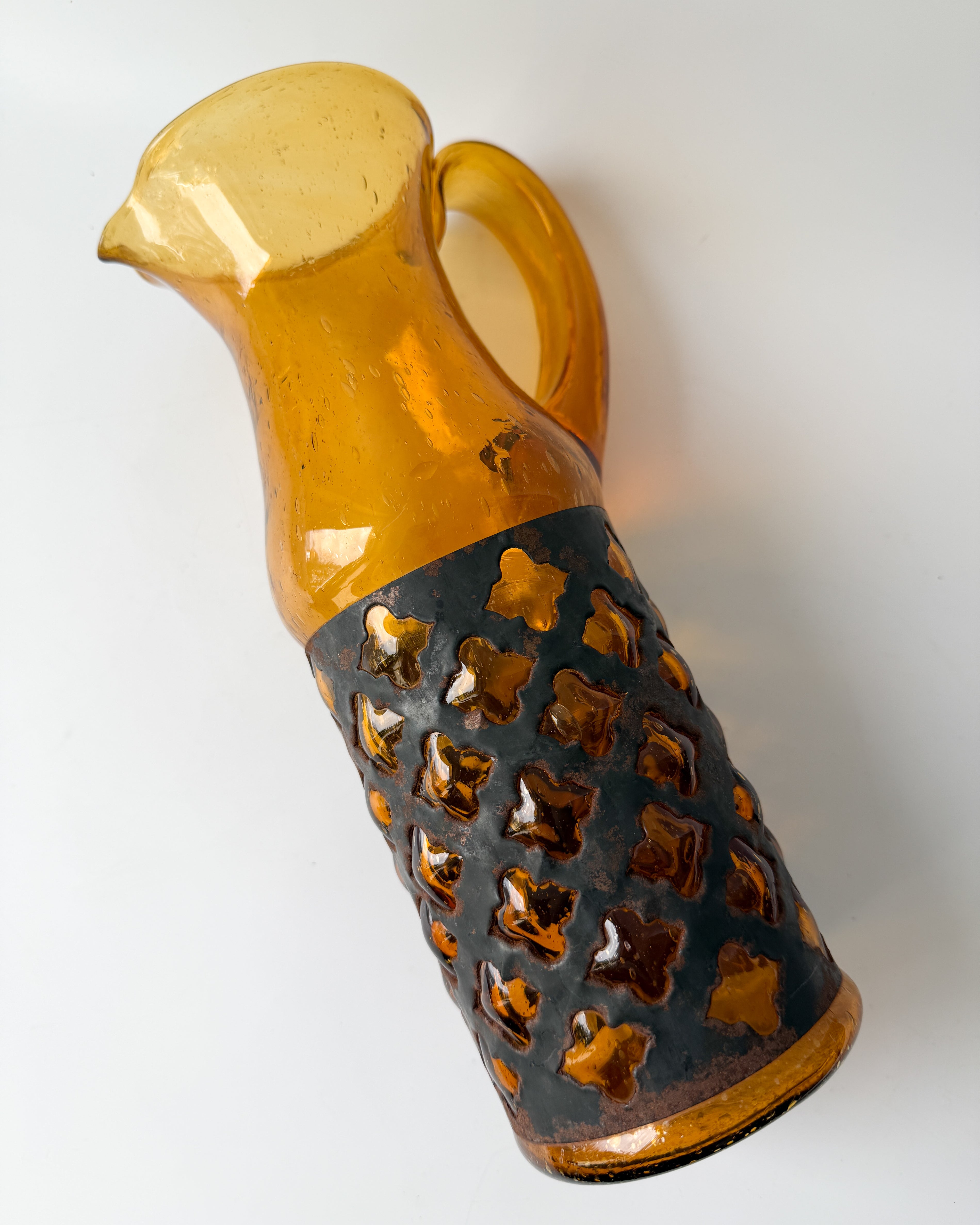 Vintage MCM Felipe Derflinger Imprisoned Glass Pitcher