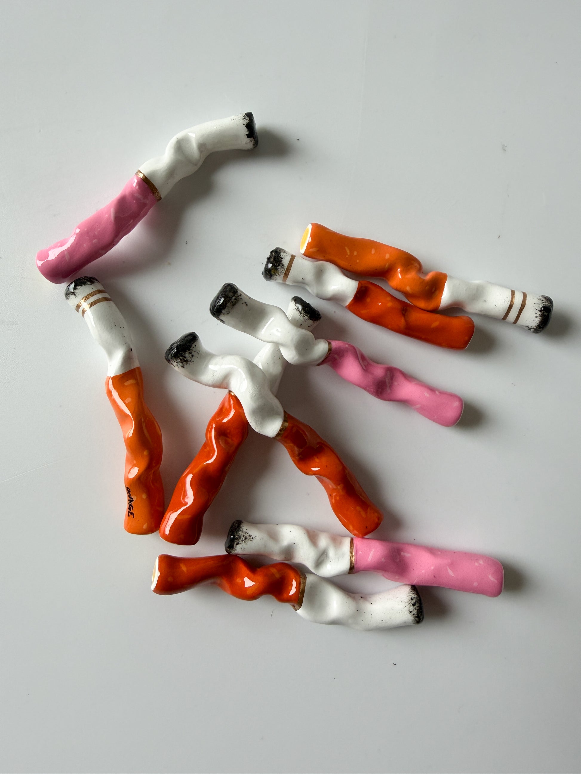 LONG NON LIPSTICK-STAINED Handmade Clay Cigarettes (price per piece)