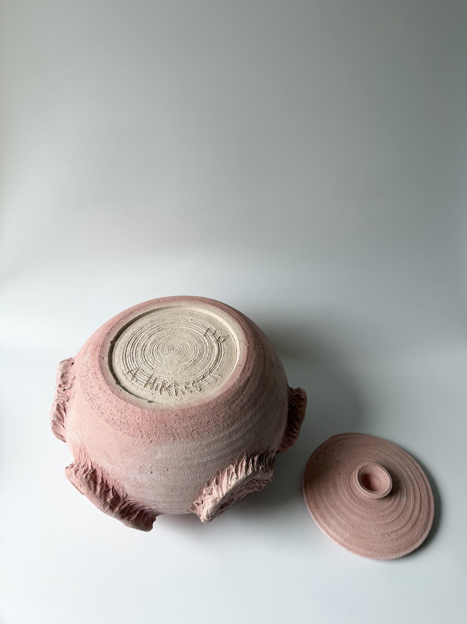 Heavy Vintage 1965 Handmade Lidded Pottery Bowl