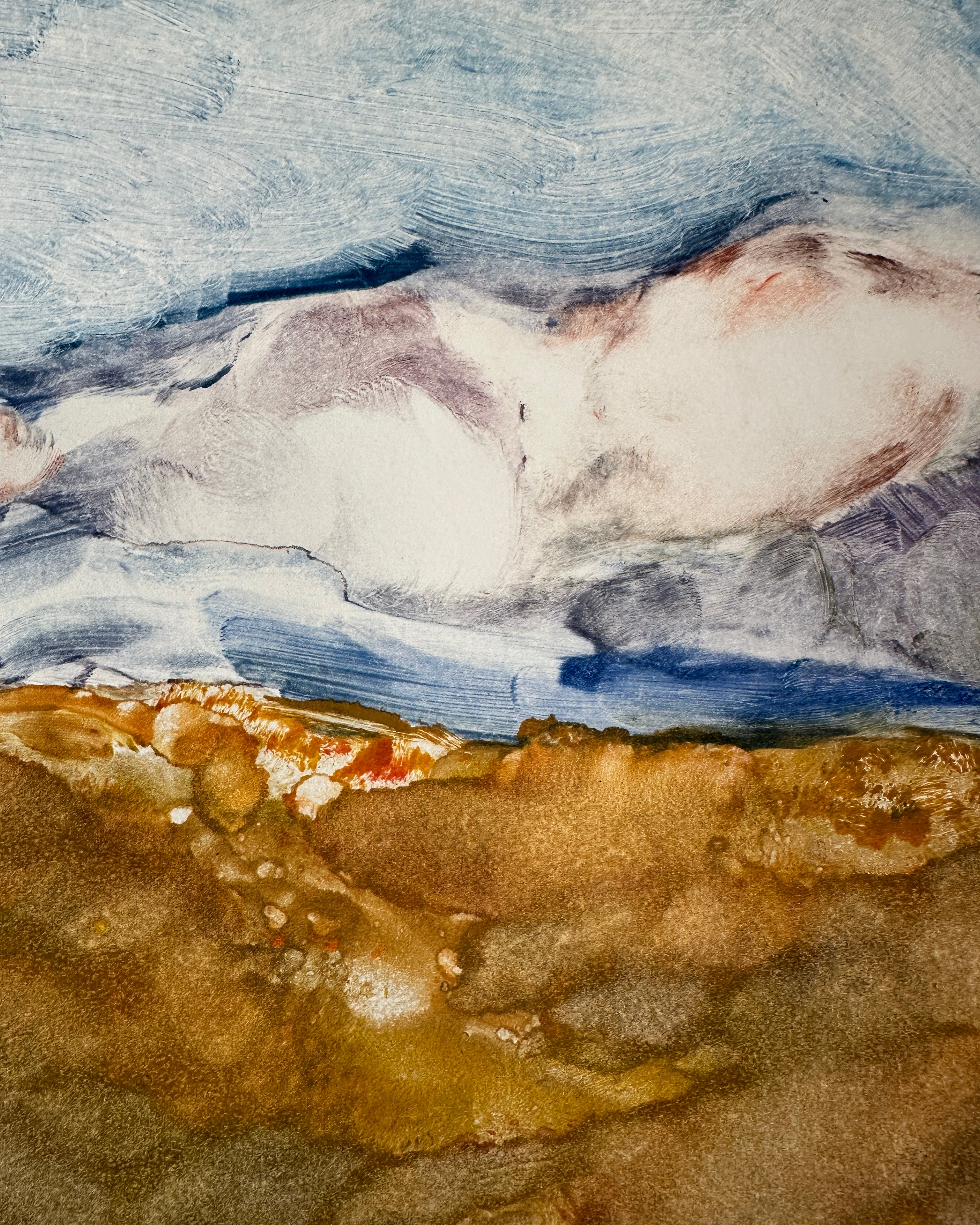 MOUNTAIN LANDSCAPE Lithograph by Late Artist Jane Matteson