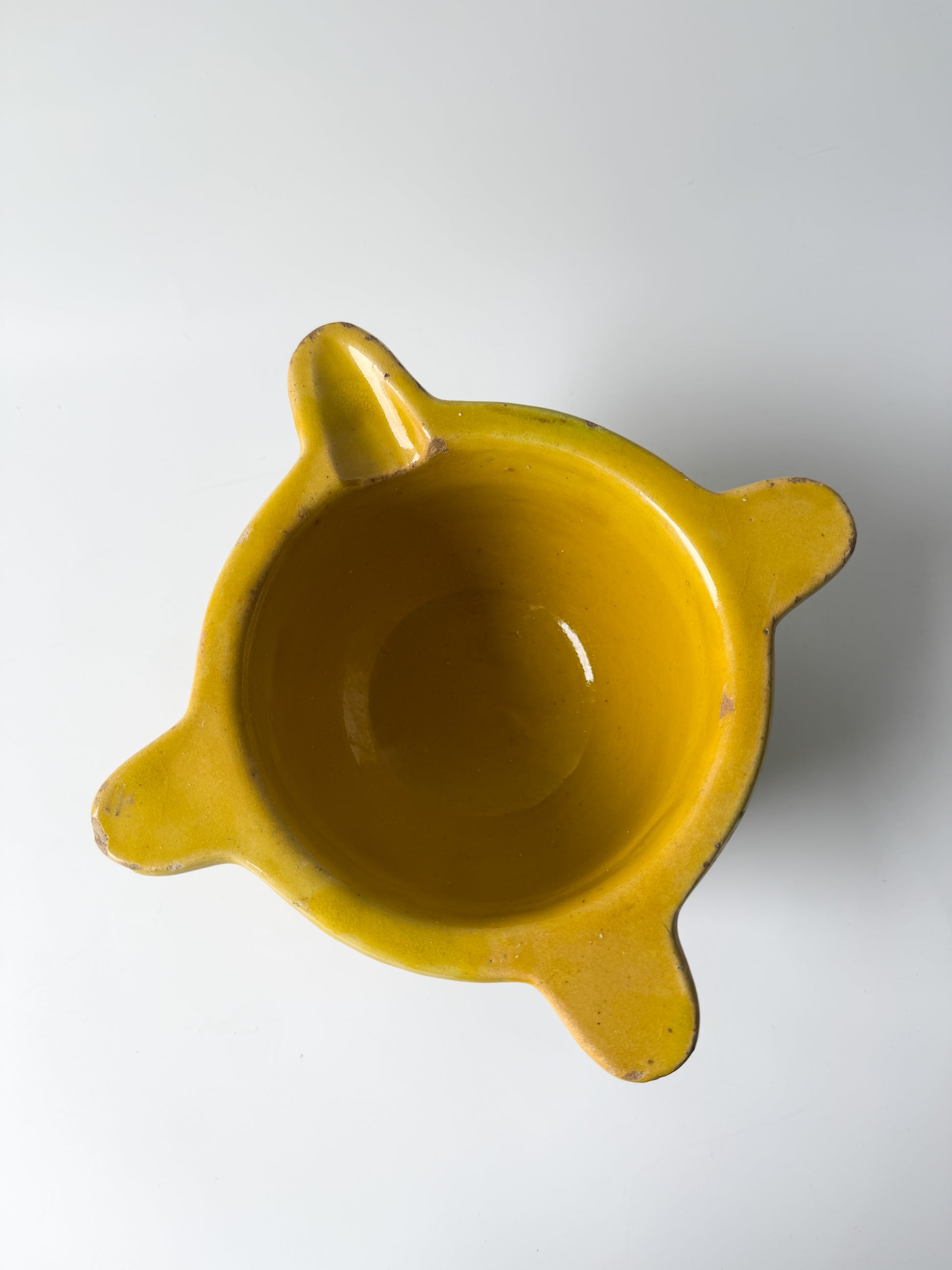 Vintage Yellow and Green Ceramic Ashtray
