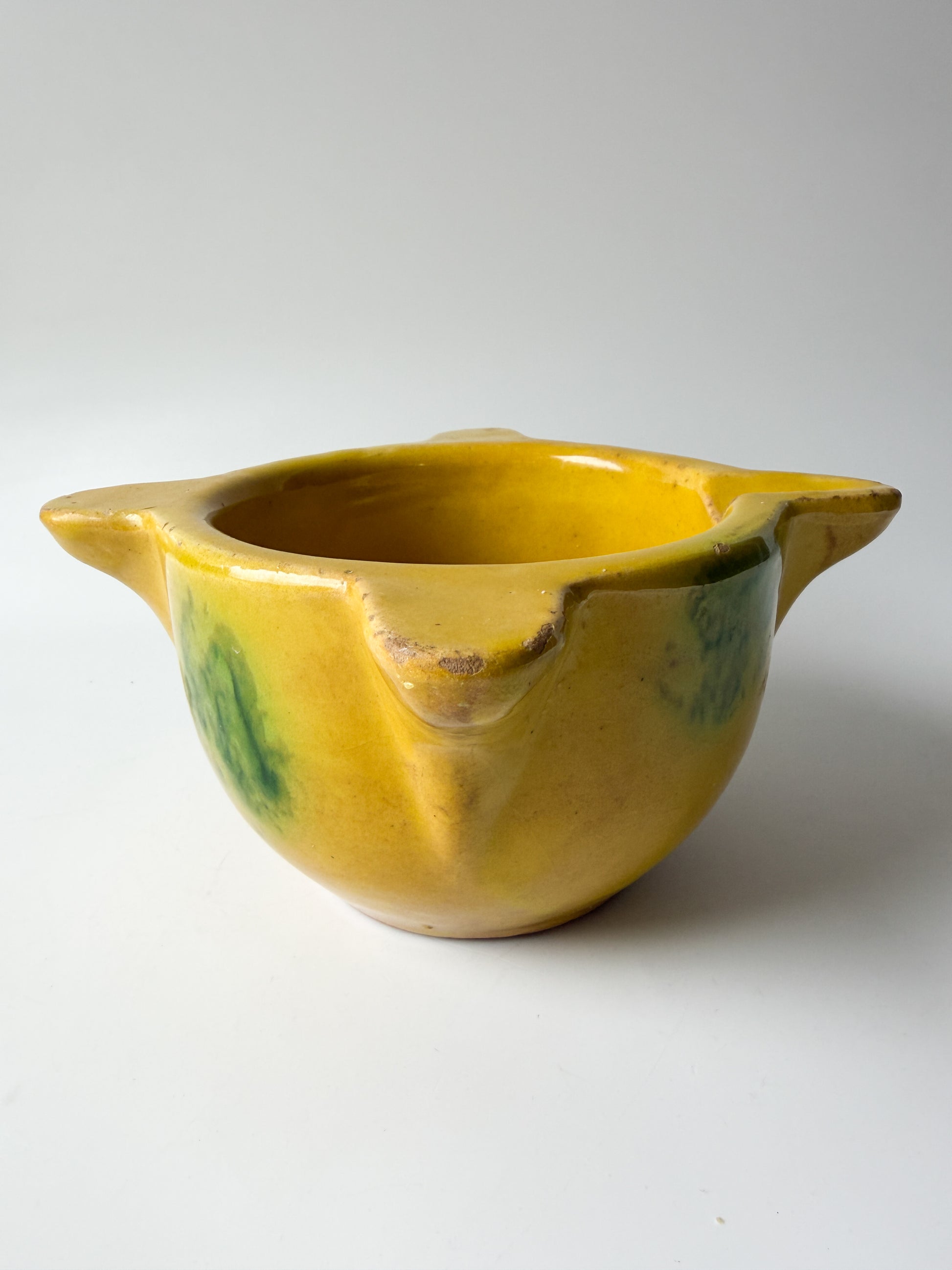 Vintage Yellow and Green Ceramic Ashtray