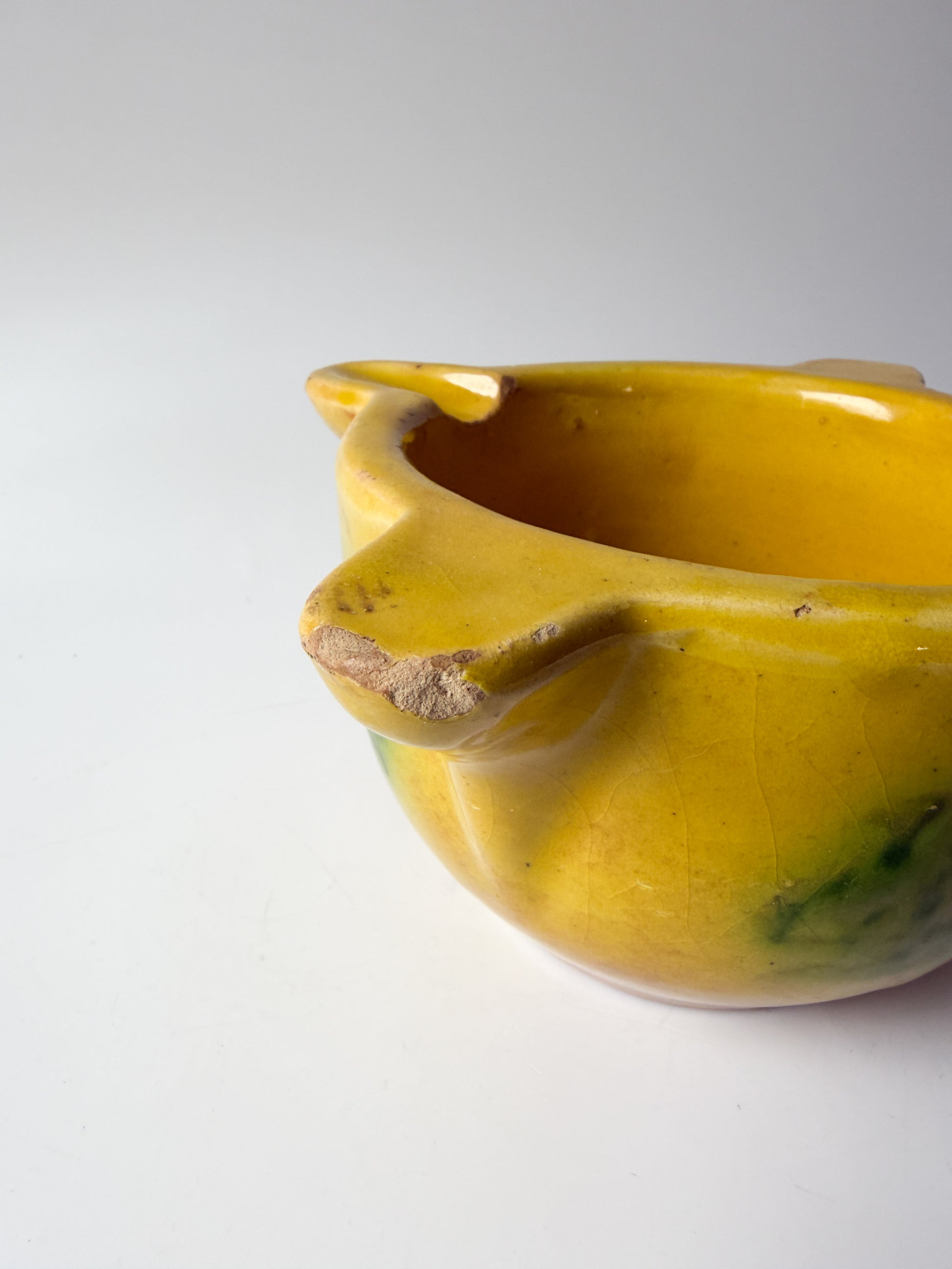 Vintage Yellow and Green Ceramic Ashtray