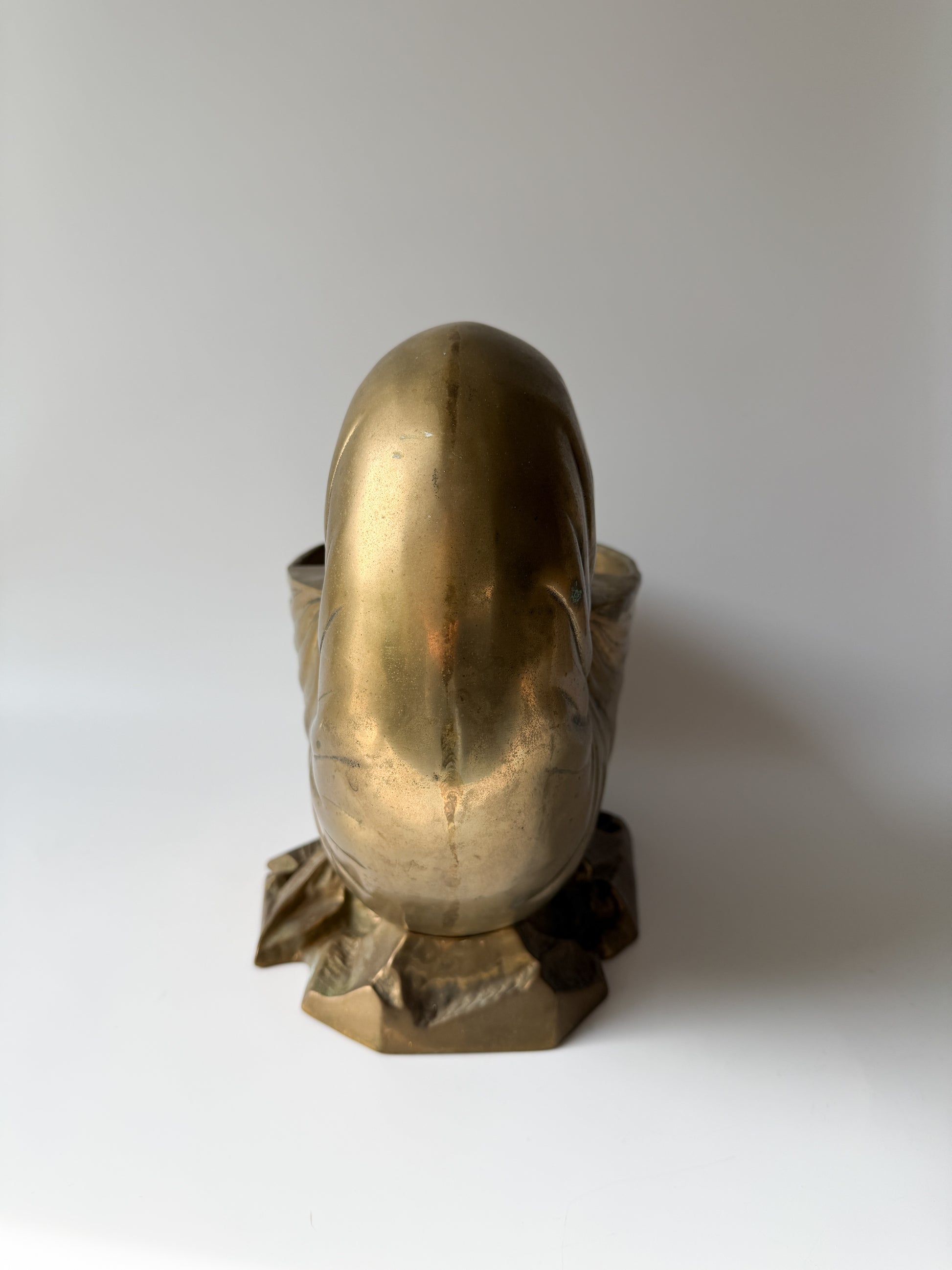 Vintage Hollywood Regency Brass Nautilus Shell Planter