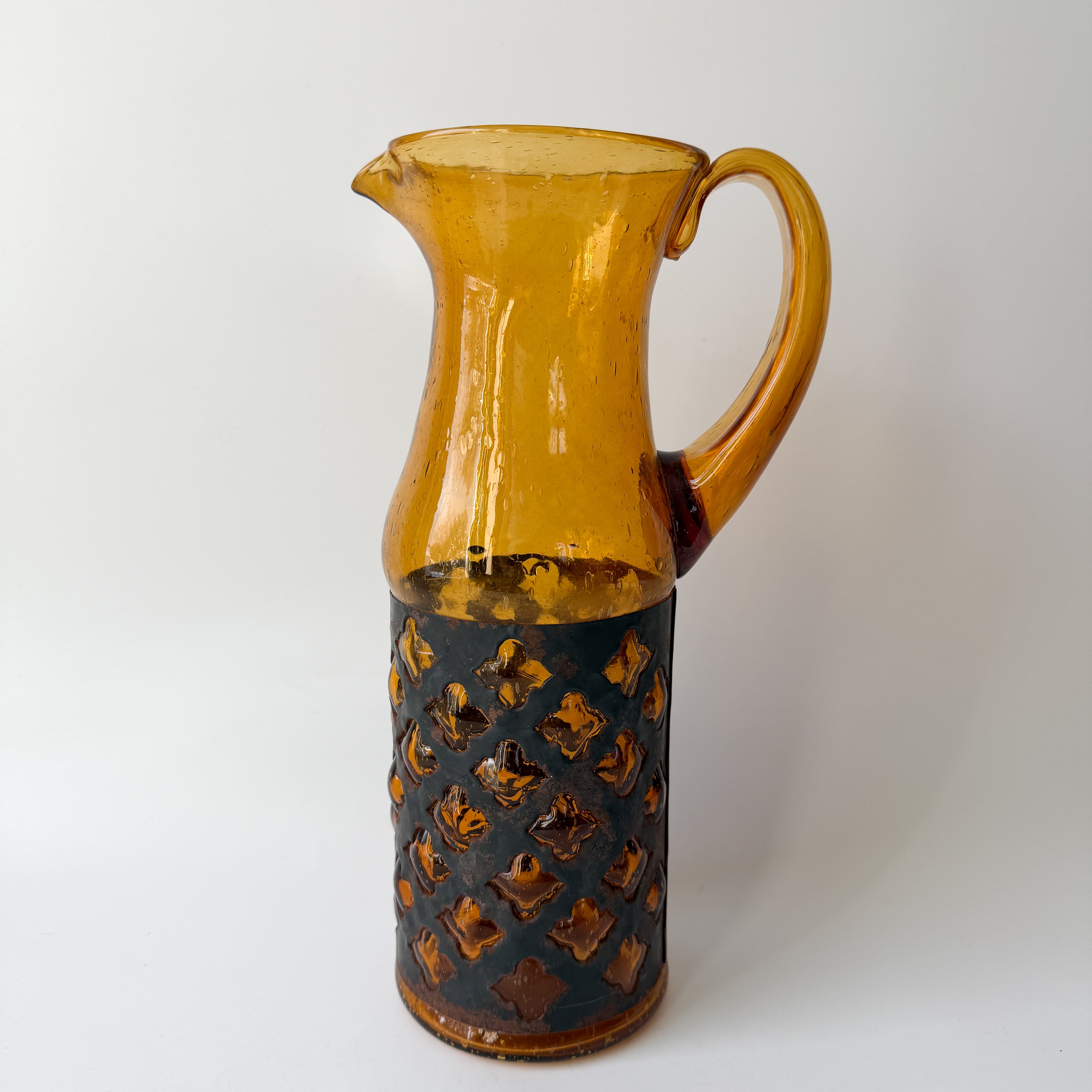 Vintage MCM Felipe Derflinger Imprisoned Glass Pitcher