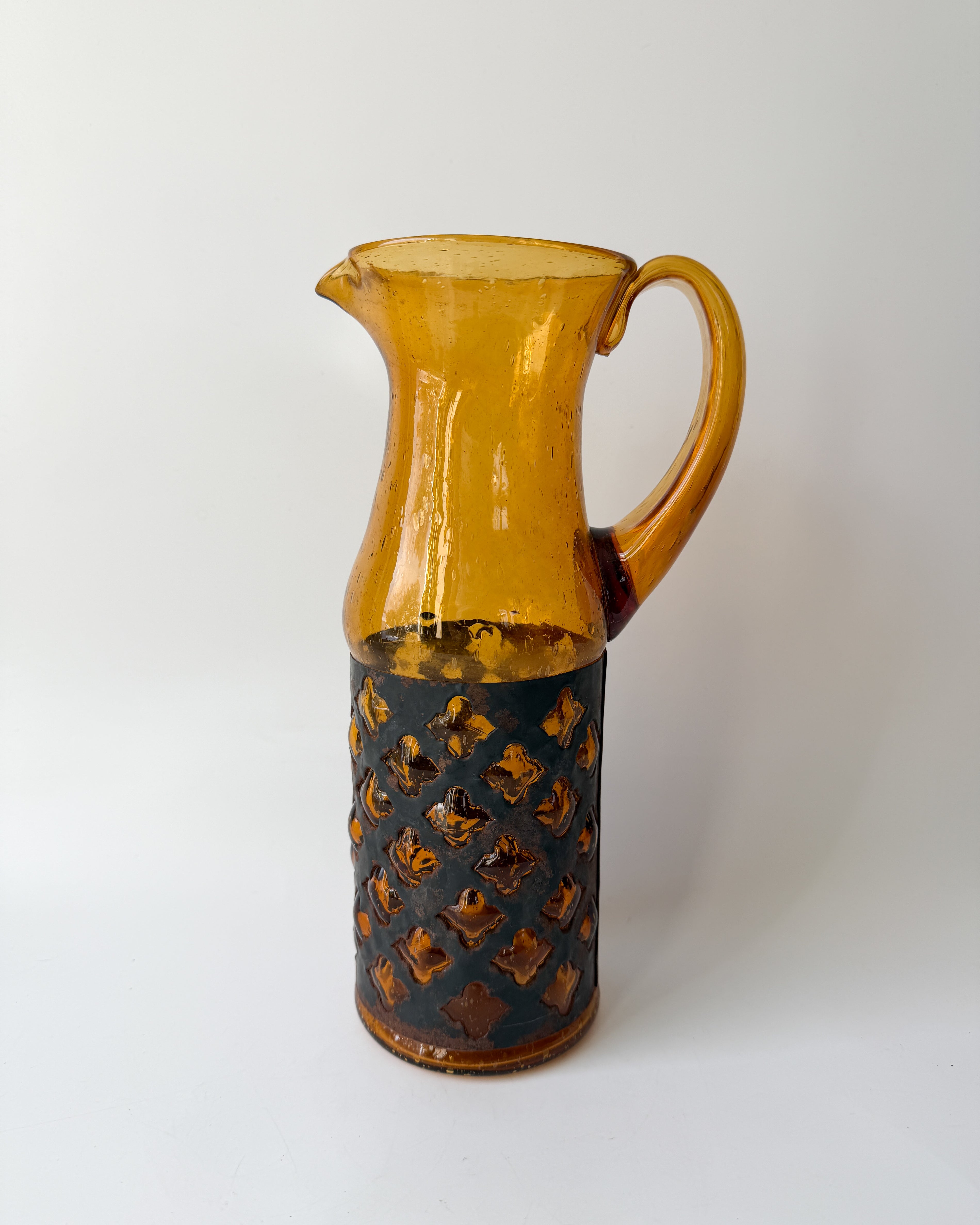 Vintage MCM Felipe Derflinger Imprisoned Glass Pitcher