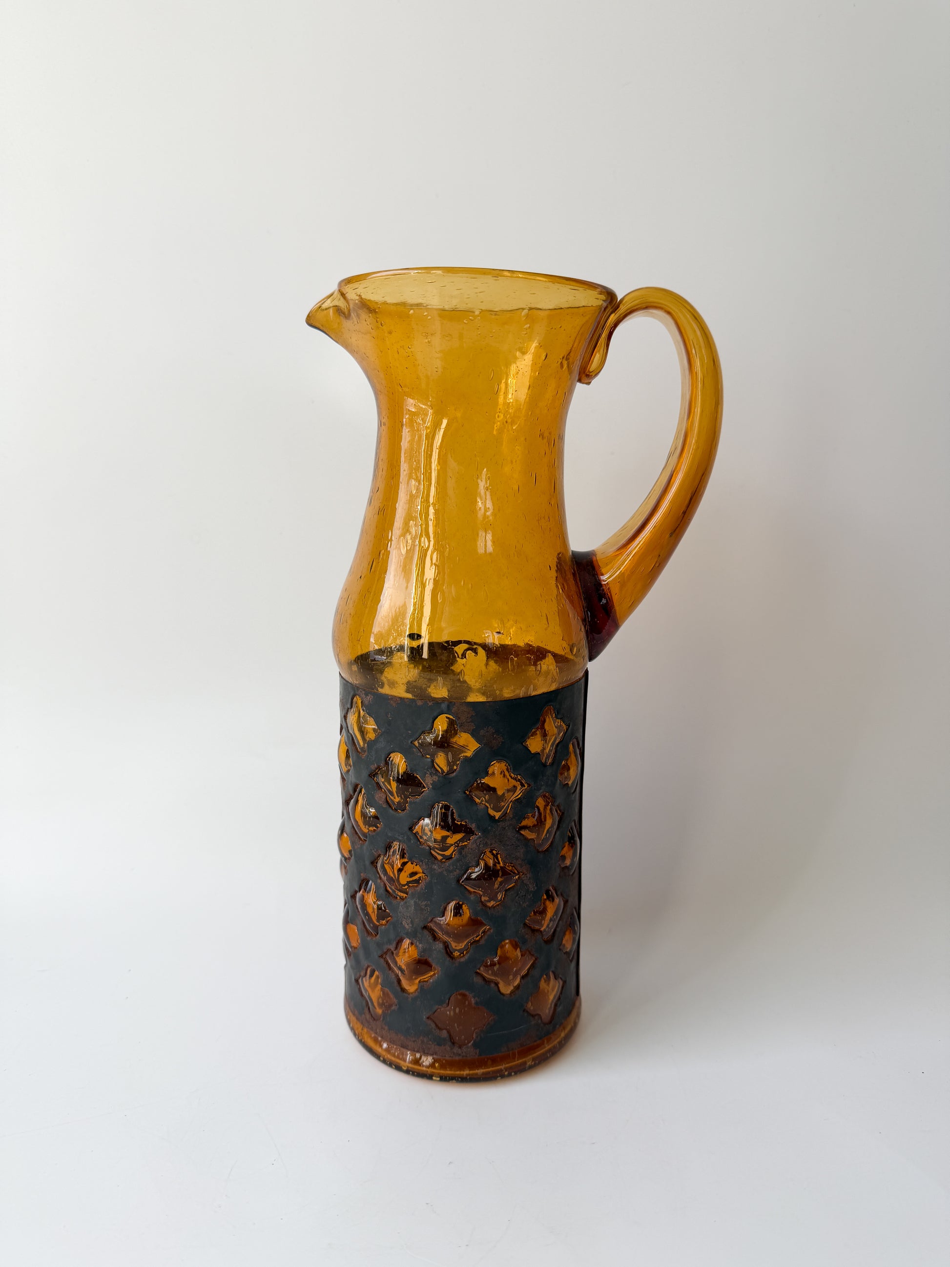 Vintage MCM Felipe Derflinger Imprisoned Glass Pitcher