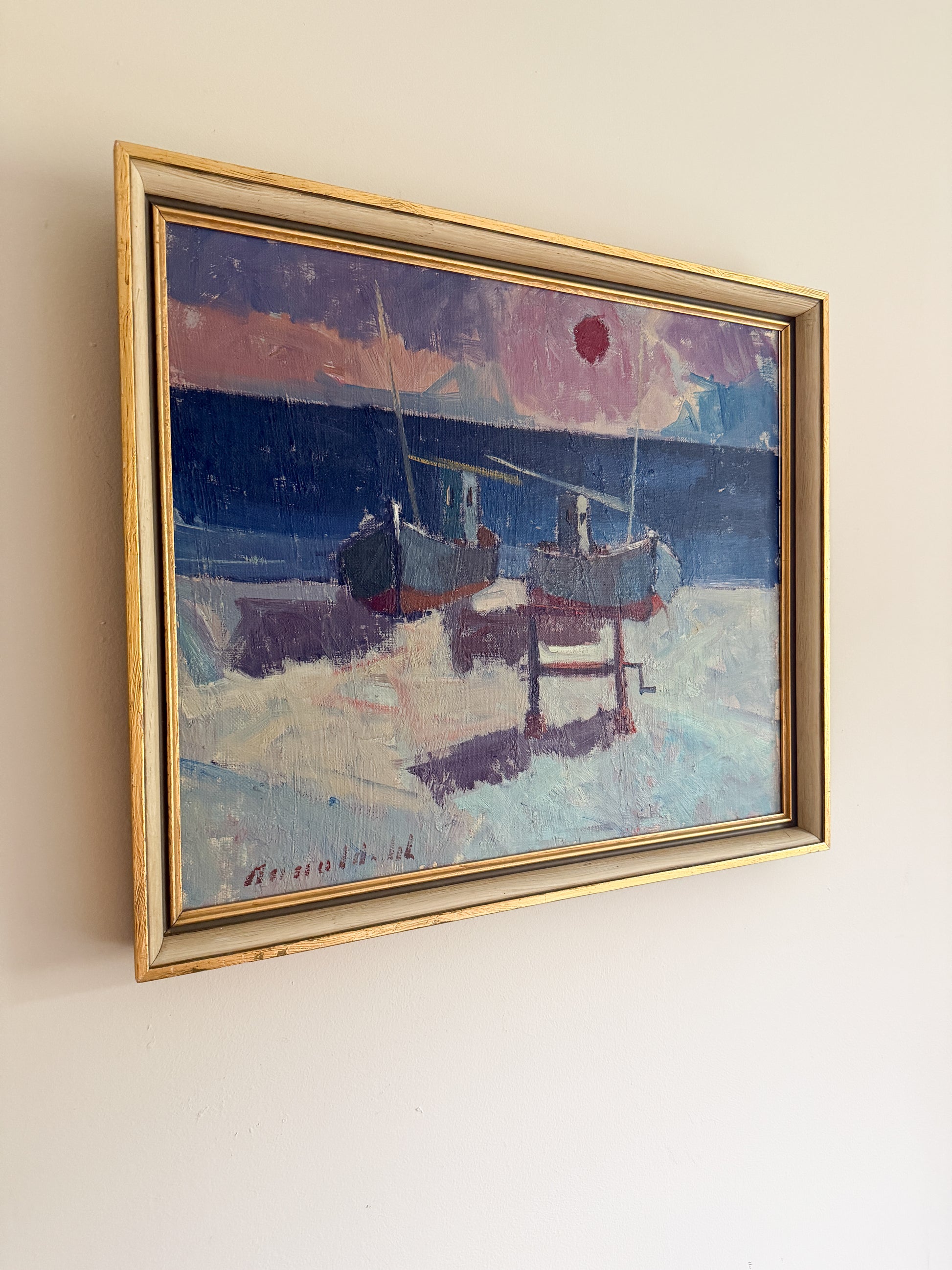Fishing Boat On Shore - Oil Painting on Canvas